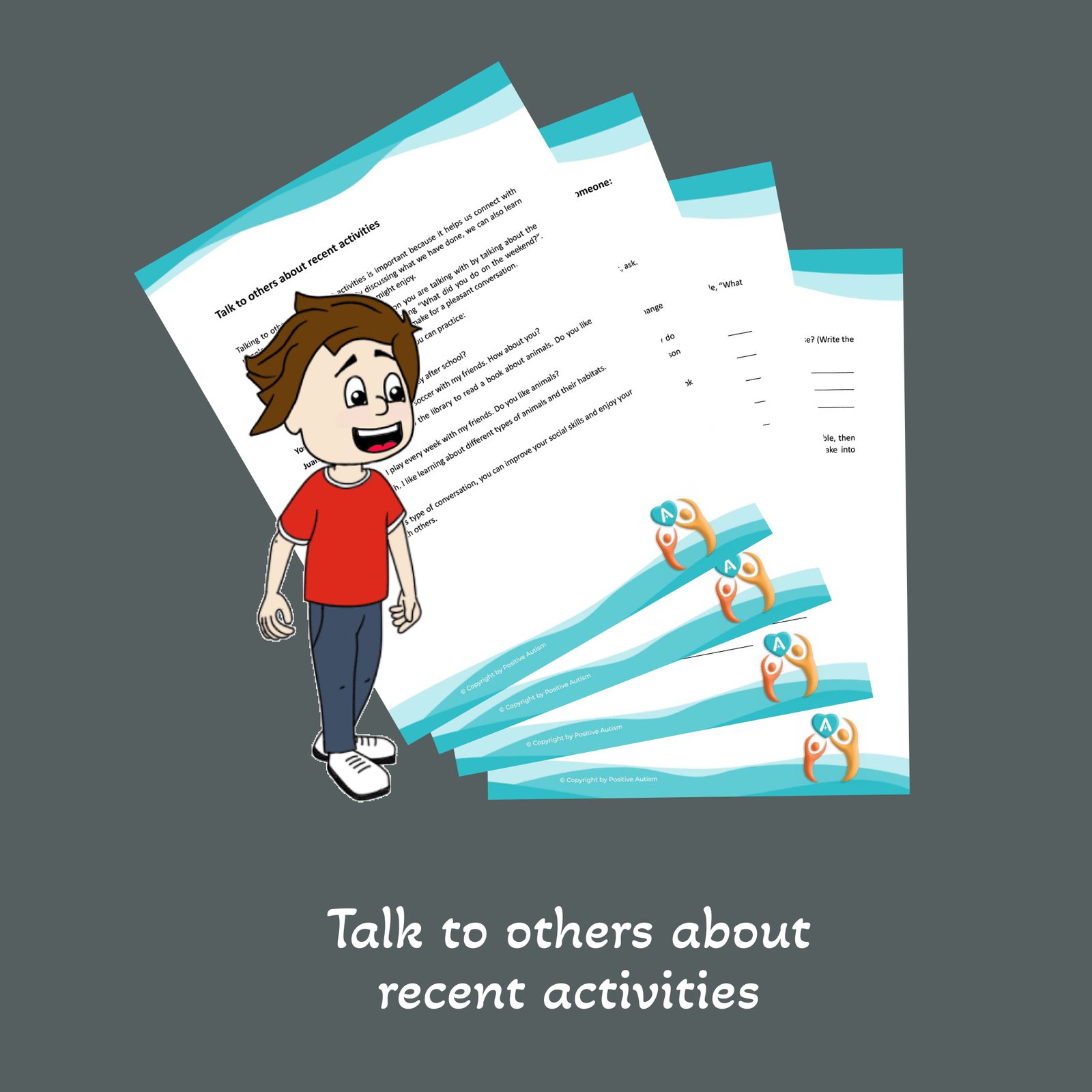 Hable con otras personas sobre actividades recientes (Hojas de trabajo para enseñar habilidades de conversación a niños autistas)