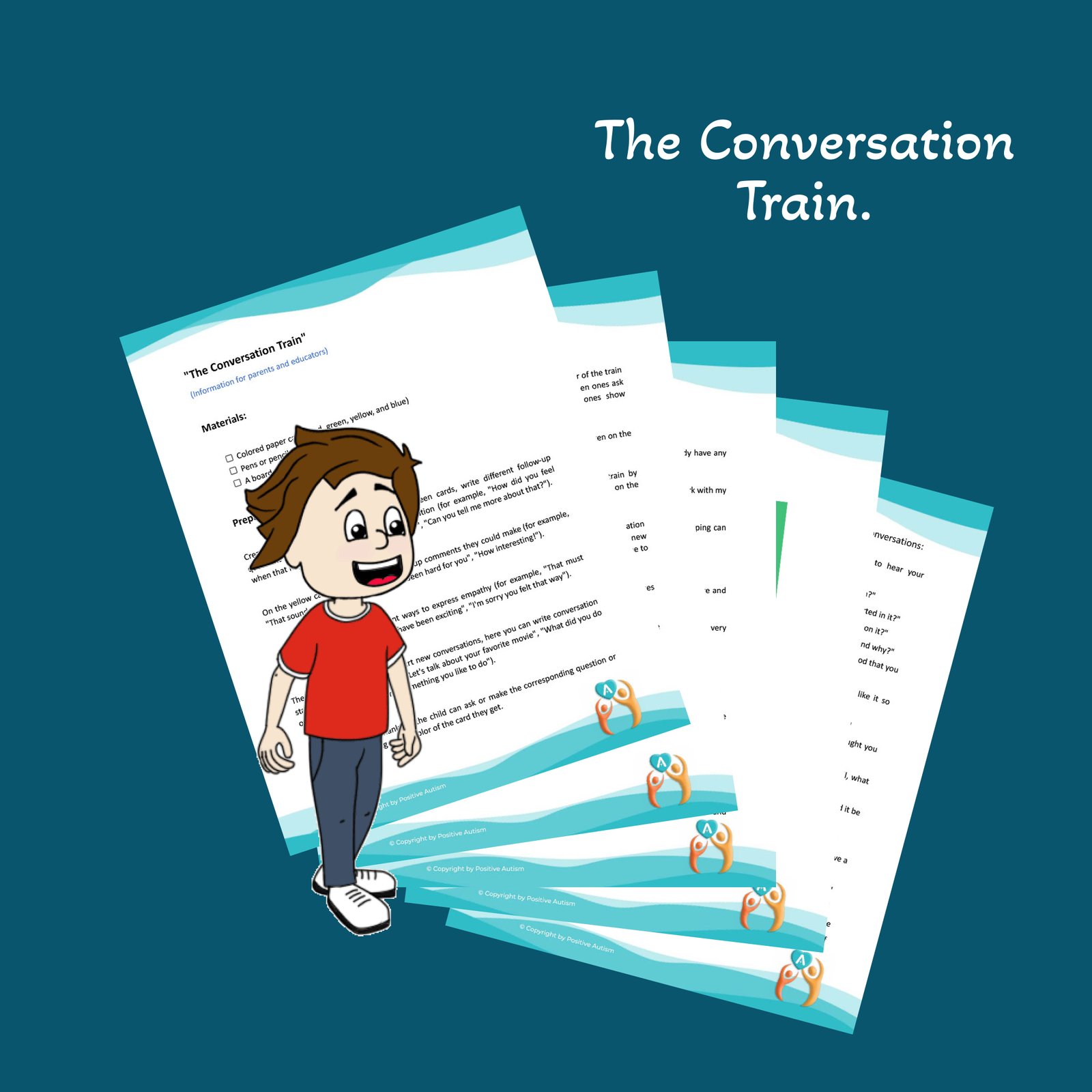 El tren de la conversación. (Hojas de trabajo para enseñar habilidades de conversación a niños autistas)
