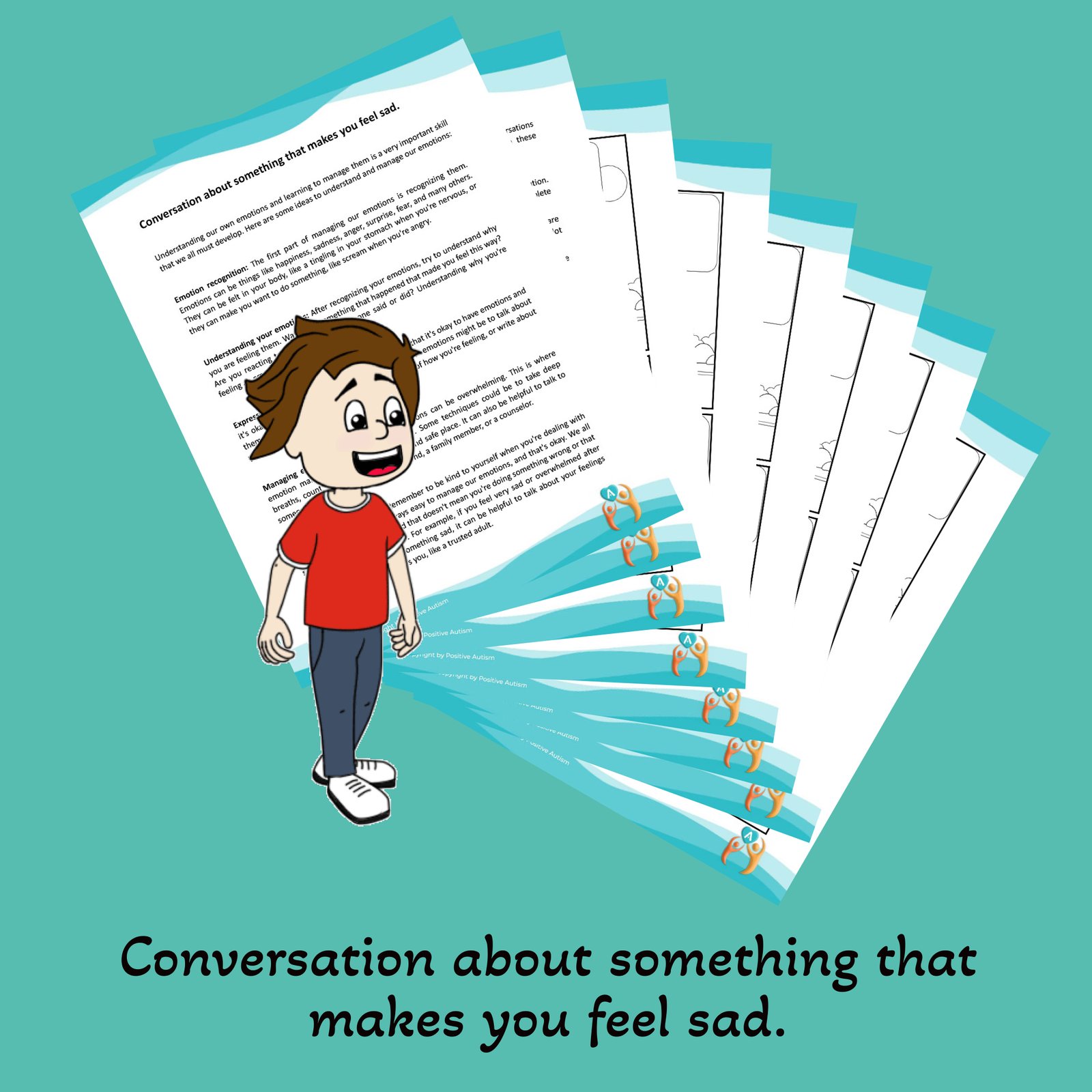 Conversación sobre algo que te hace sentir triste. (Hojas de trabajo para enseñar a los niños conversaciones, habilidades sociales y emocionales)