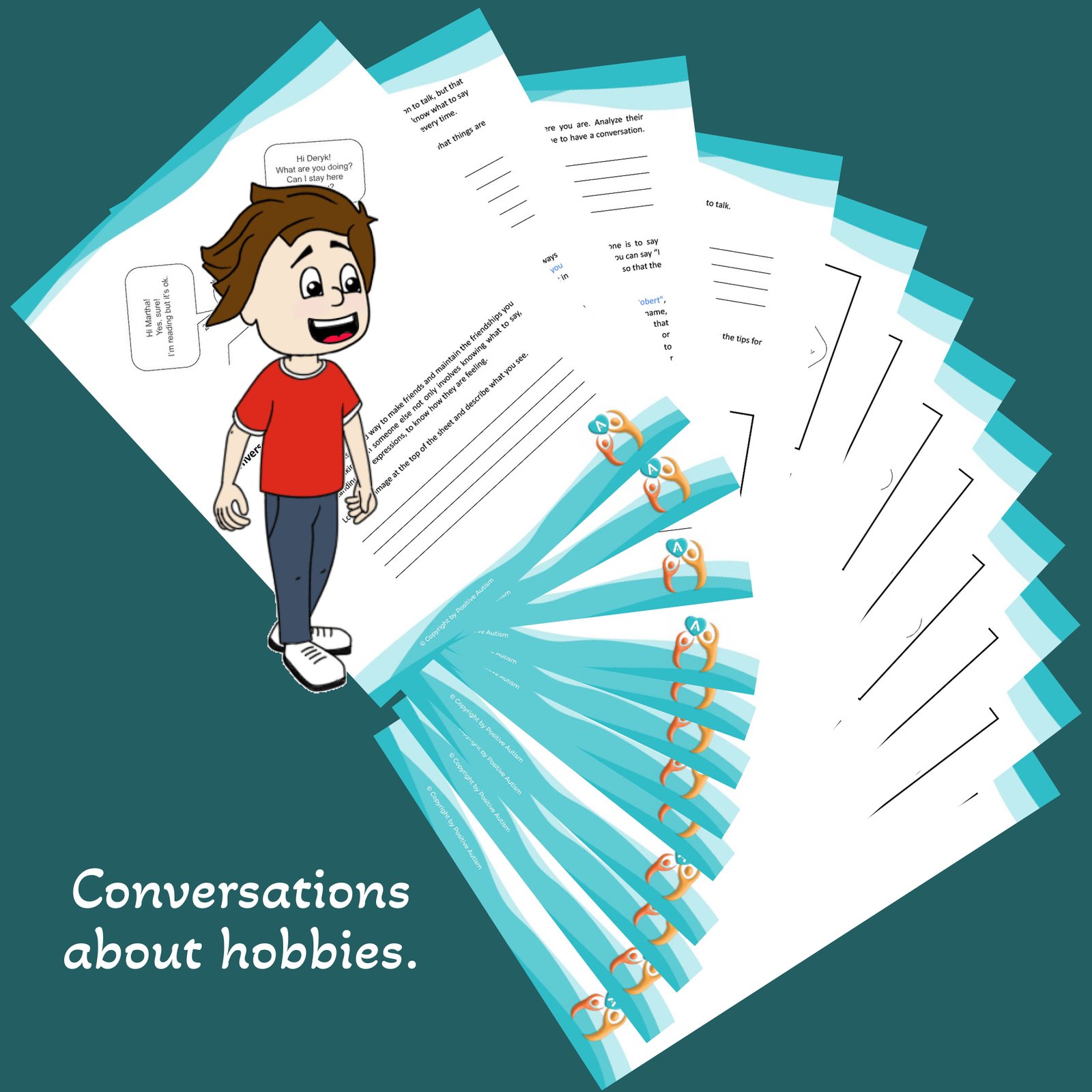 Conversaciones sobre pasatiempos. (Hojas de trabajo para enseñar habilidades de conversación a niños autistas)