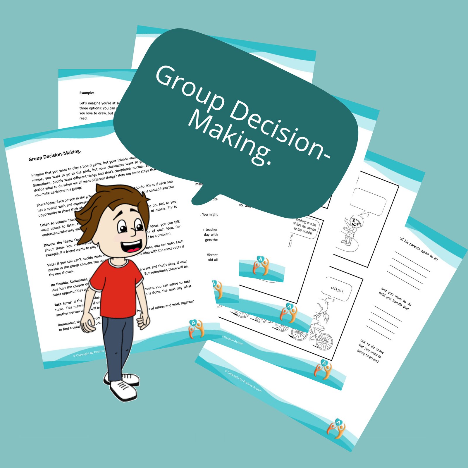 Toma de decisiones en grupo. (Hojas de trabajo para enseñar a los niños habilidades sociales y emocionales)