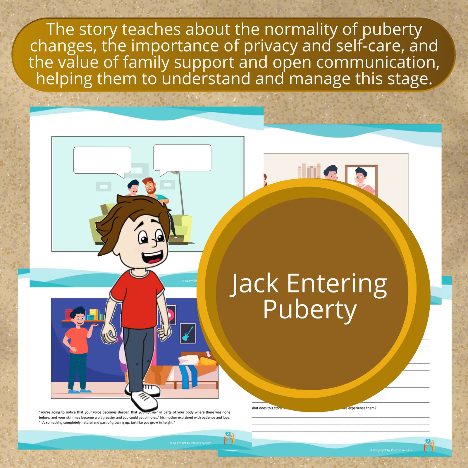 Jack entrando en la pubertad. (Actividad para practicar la comprensión lectora, habilidades sociales y de conversación para niños autistas)