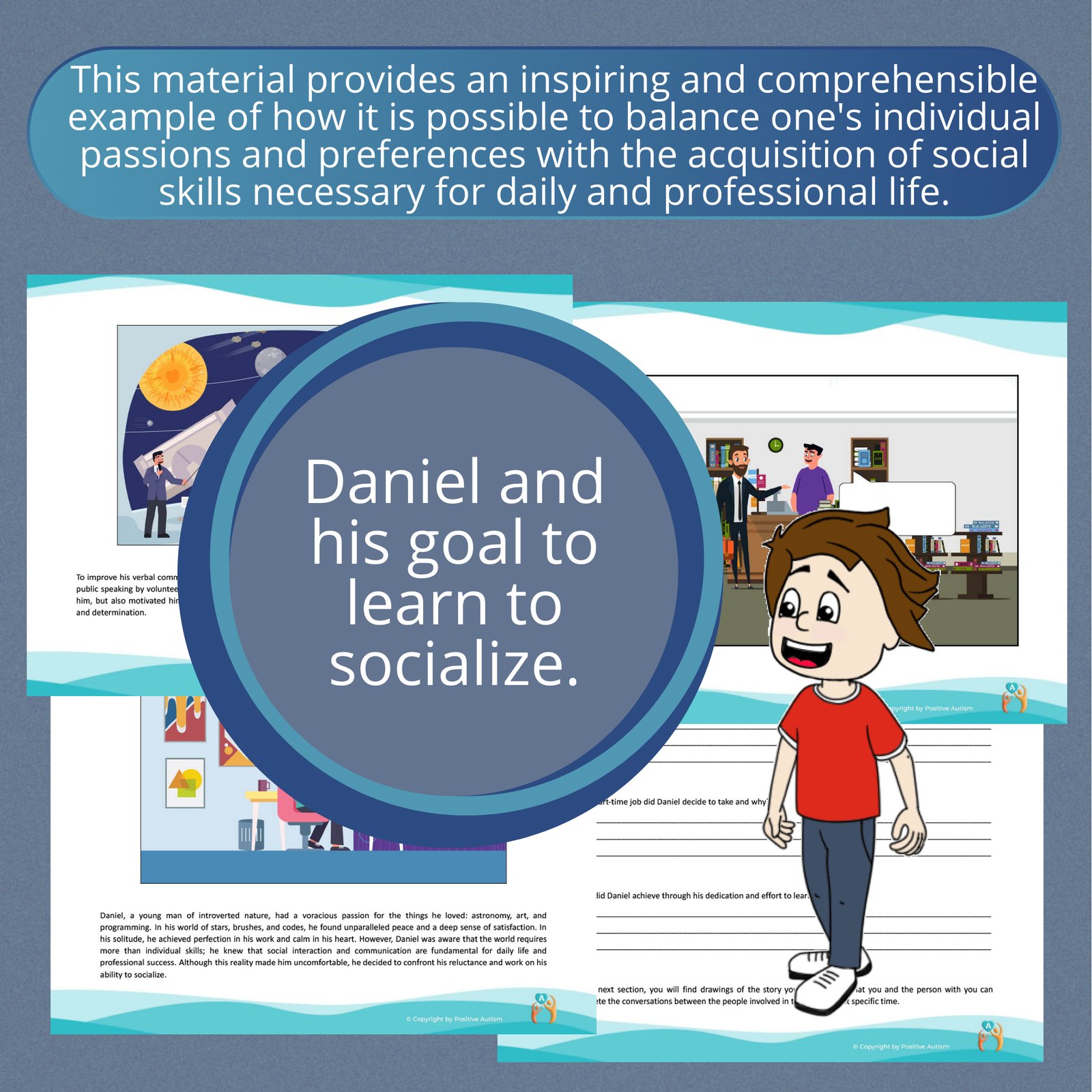 Daniel y su objetivo de aprender a socializar. (Actividad para practicar la comprensión lectora y las habilidades sociales para niños autistas)