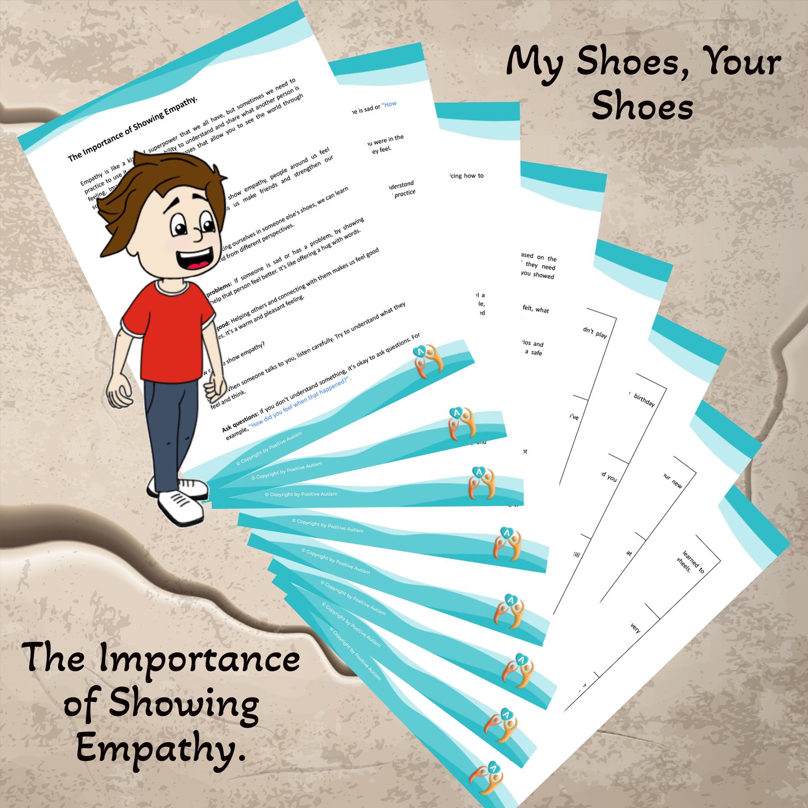 "My Shoes, Your Shoes." The Importance of Showing Empathy. (Activity Worksheets For Teaching Conversation and Social Skills To Autistic Children)