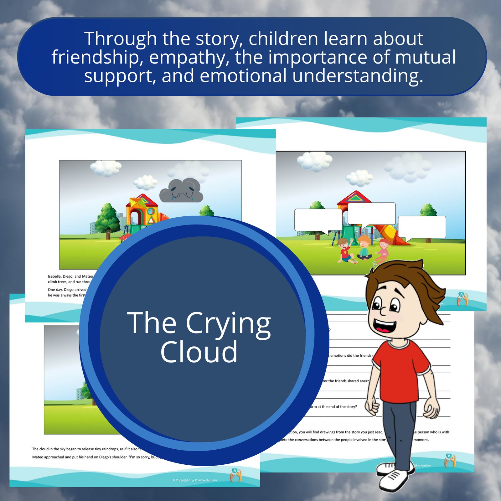 La nube que llora. (Actividad para practicar la comprensión lectora, habilidades sociales y emocionales para niños autistas)