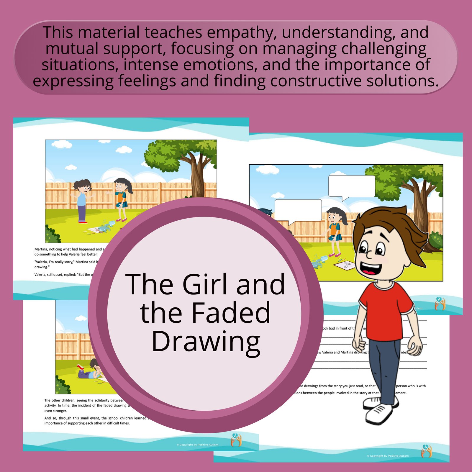 The Girl and the Faded Drawing. (Activity To Practice Reading Comprehension, Social And Emotional Skills For Autistic Children)