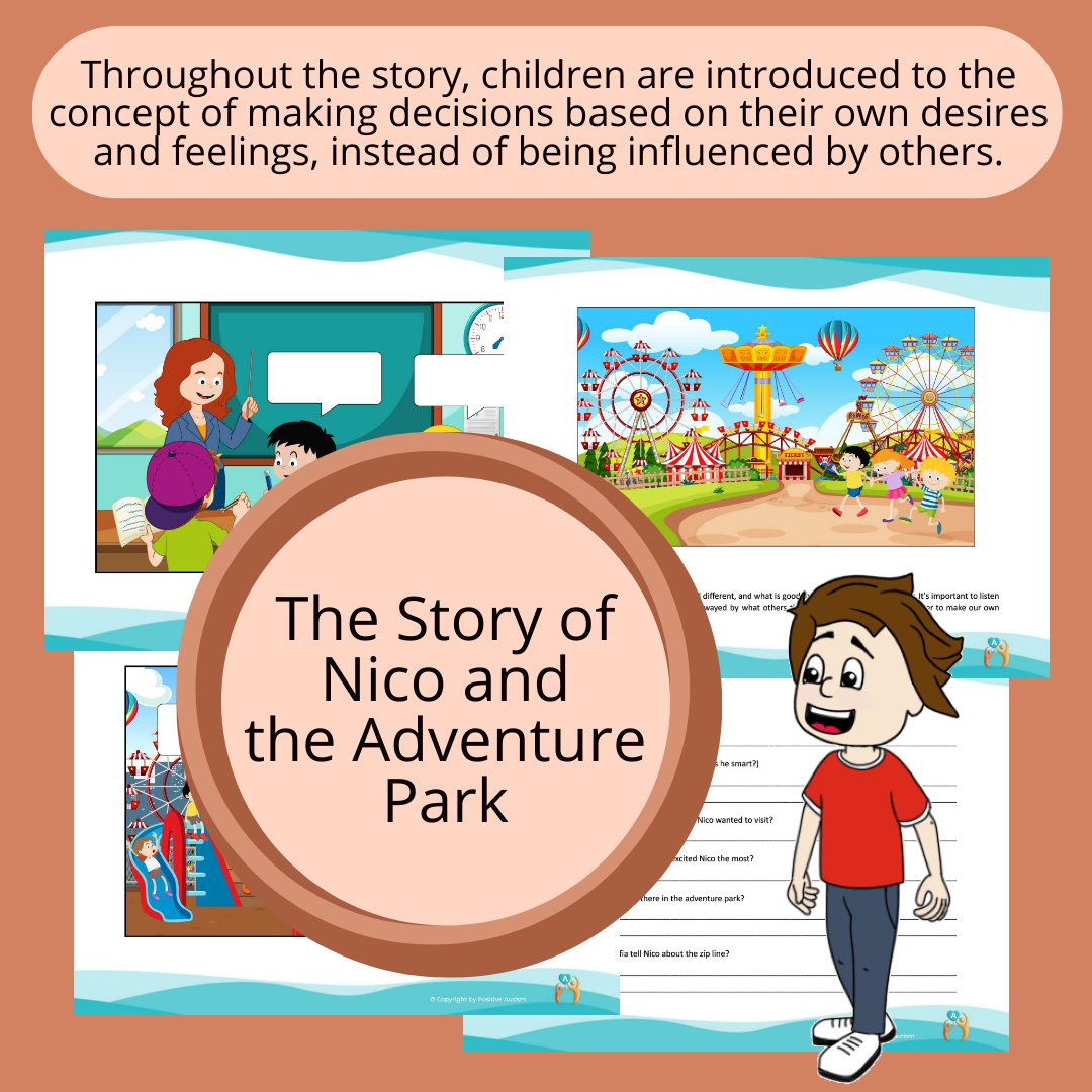 The Story of Nico and  the Adventure Park. (Activity To Practice Reading Comprehension And Life Skills For Autistic Children)