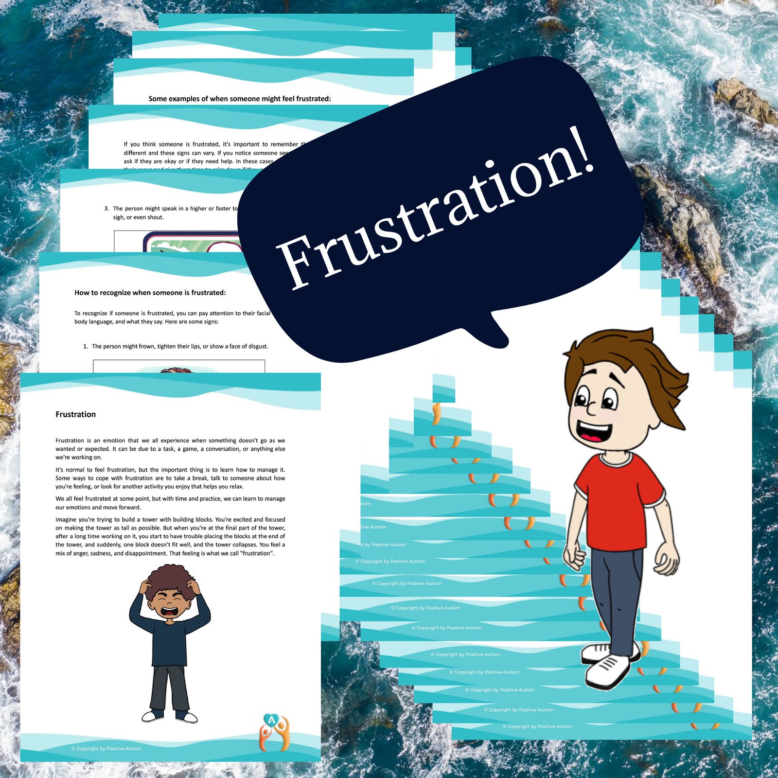 Frustración. (Hojas de trabajo de actividades para enseñar habilidades sociales y emocionales a niños autistas)