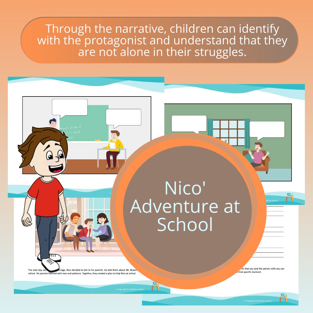 Nico' Adventure at School. (Activity To Practice Reading Comprehension, Social and life Skills For Autistic Children)