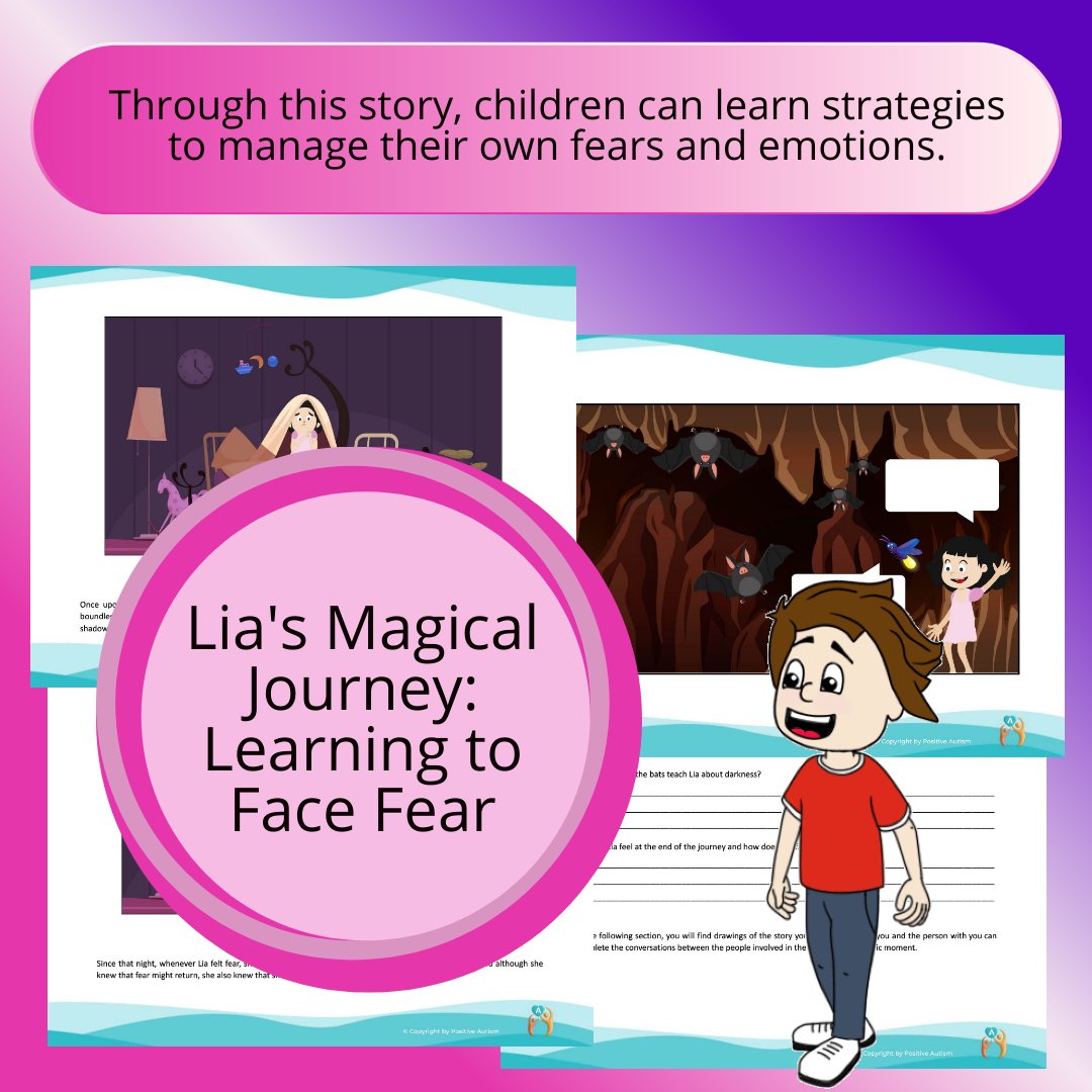 Lia's Magical Journey:  Learning to Face Fear. (Activity to practice reading comprehension and emotional skills for autistic children)