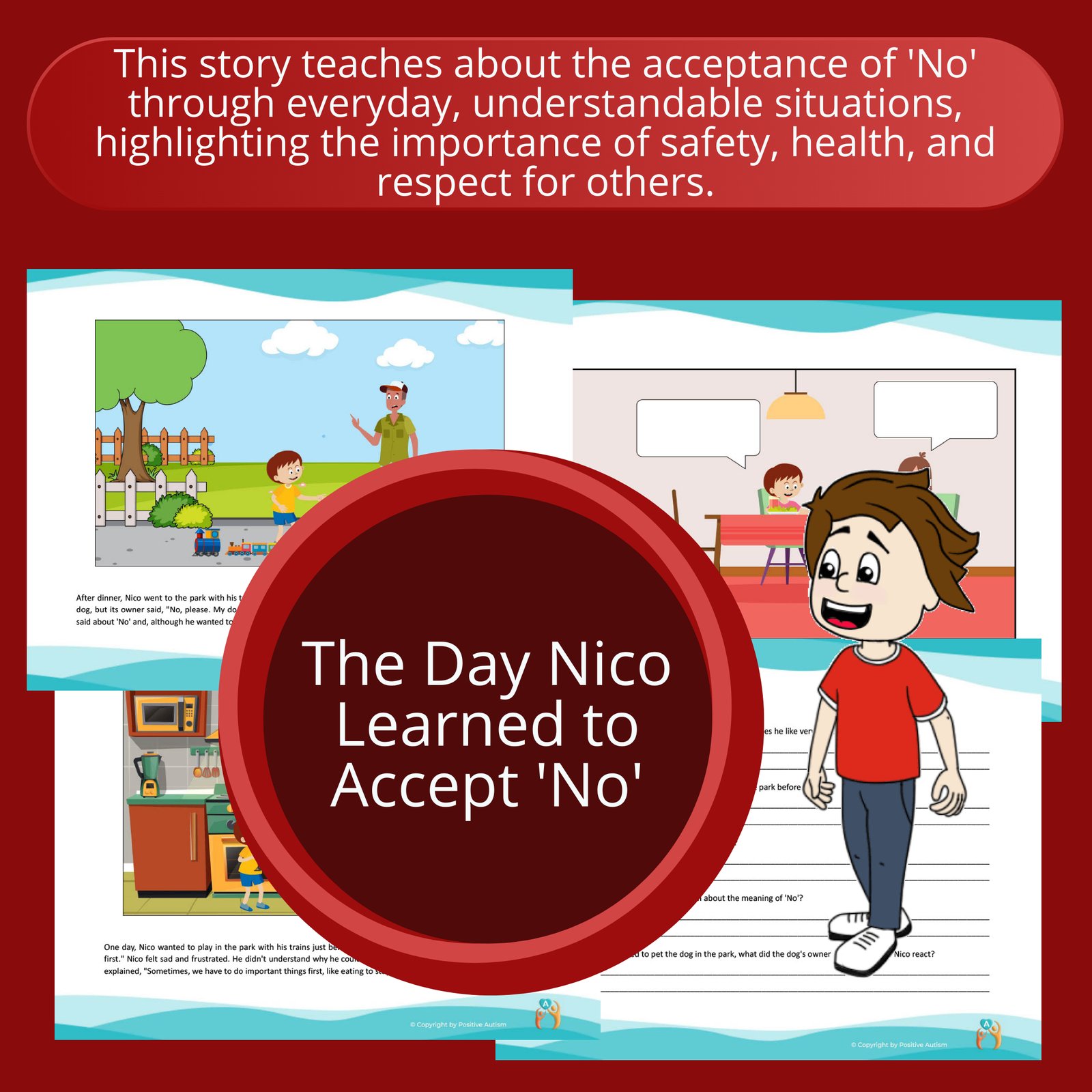 El día que Nico aprendió a aceptar el 'no'. (Actividad para practicar la comprensión lectora, habilidades sociales y emocionales para niños autistas)
