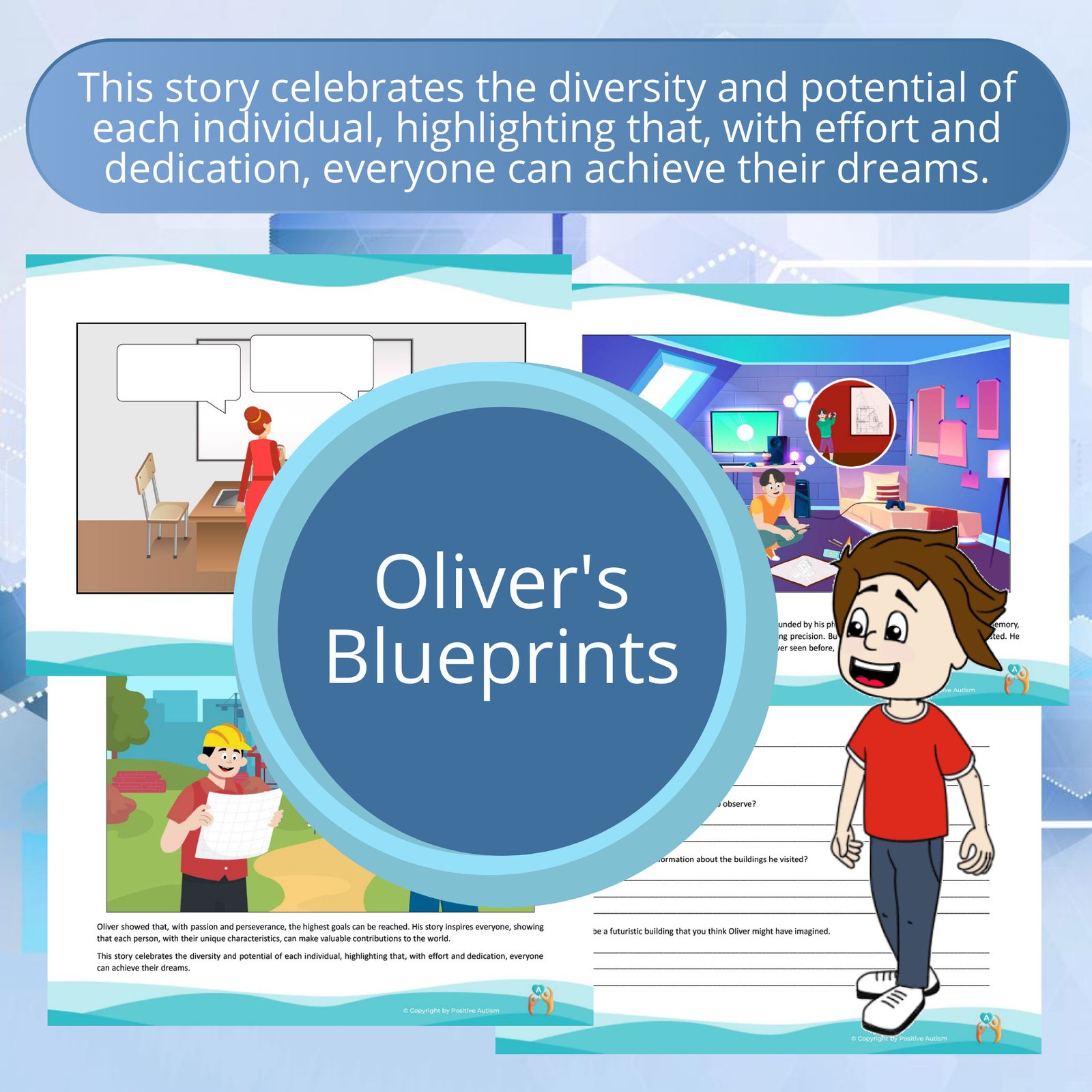 Planos de Oliver. (Actividad para practicar la comprensión lectora y las habilidades sociales para niños autistas)