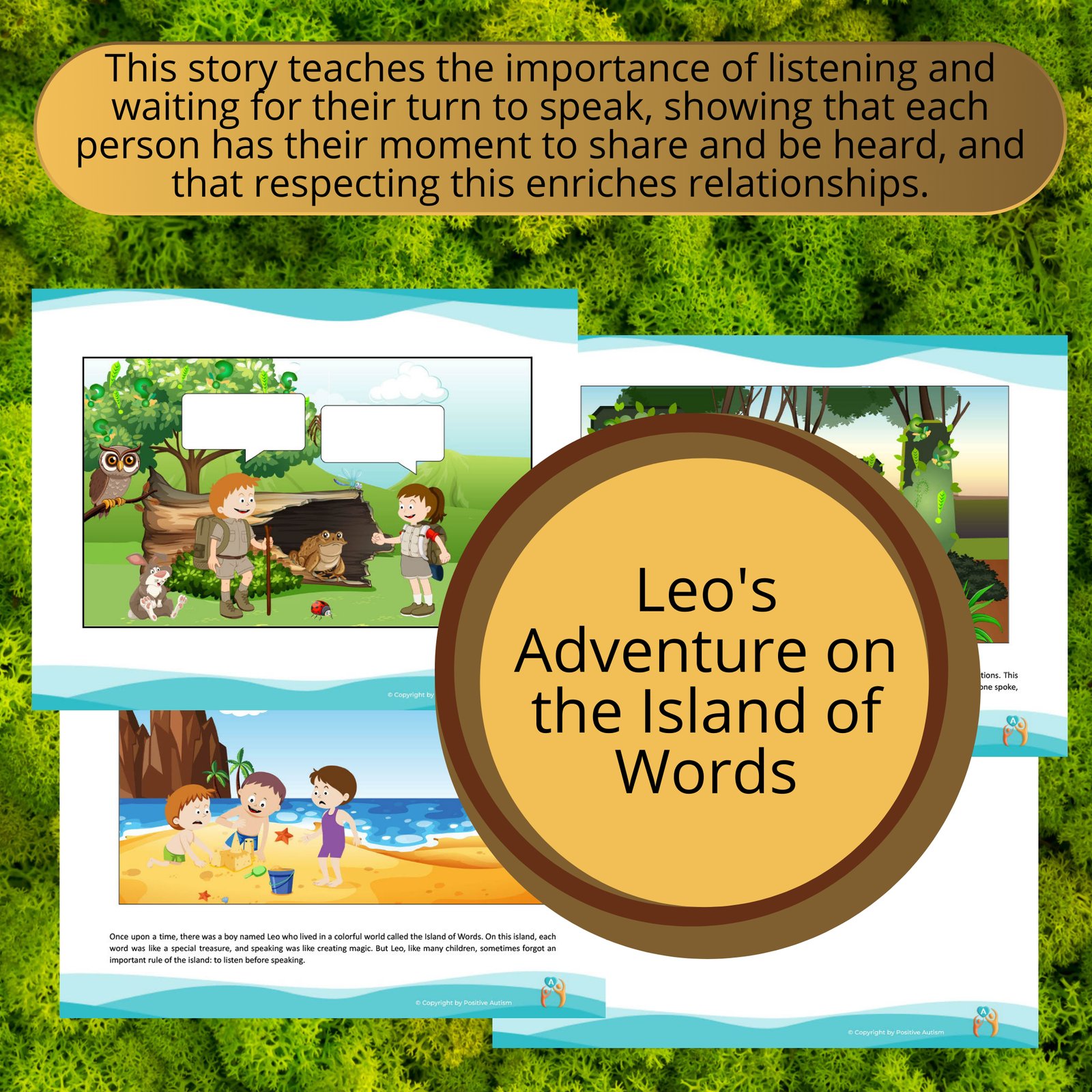 La aventura de Leo en la Isla de las Palabras. (Actividad para practicar la comprensión lectora y las habilidades de conversación para niños autistas)