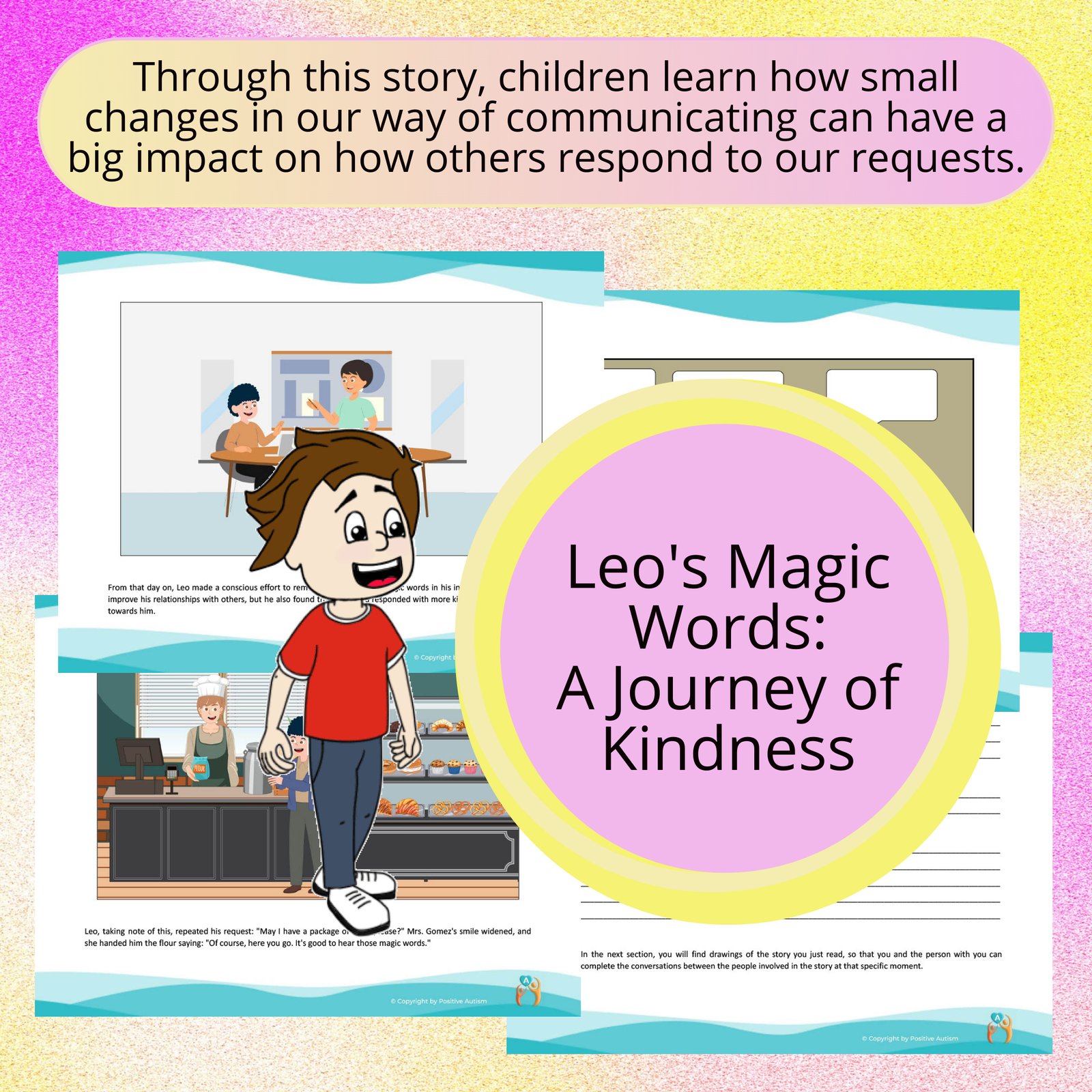 Leo's Magic Words:  A Journey of Kindness. (Activity To Practice Reading Comprehension And Social Skills For Autistic Children)