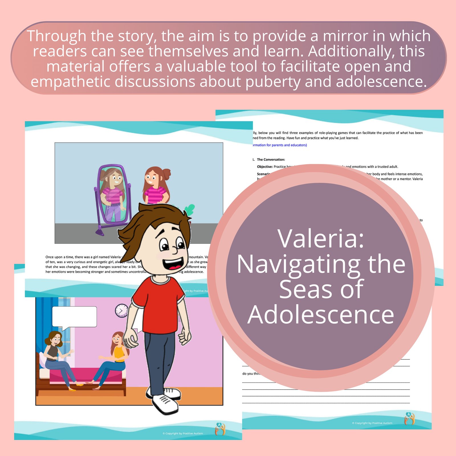 Valeria:  Navigating the Seas of Adolescence. (Activity To Practice Reading Comprehension, Discovery And Self-Knowledge In Autistic Children.)