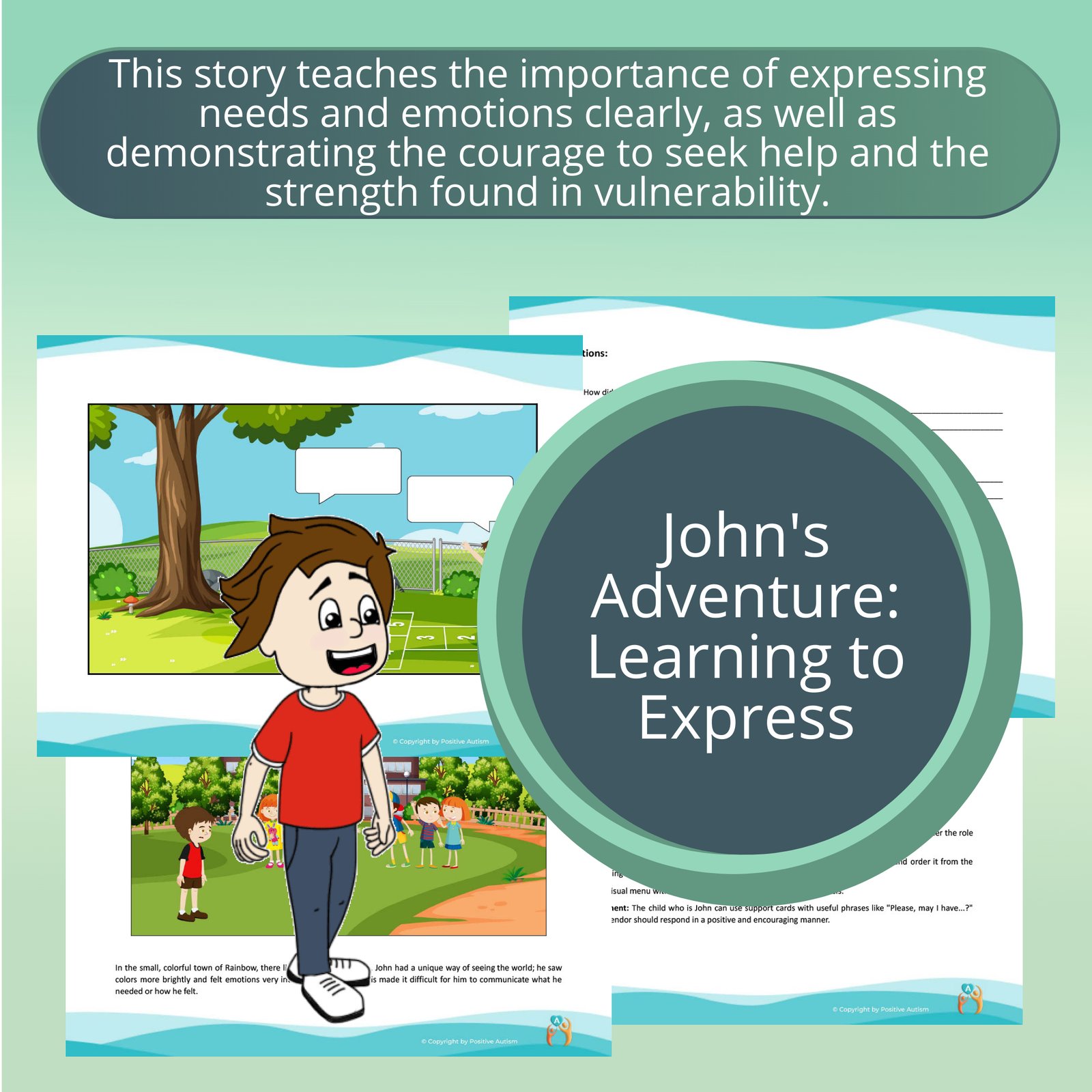 John's Adventure:  Learning to Express. (Activity to practice reading comprehension and social and communication skills for autistic children)