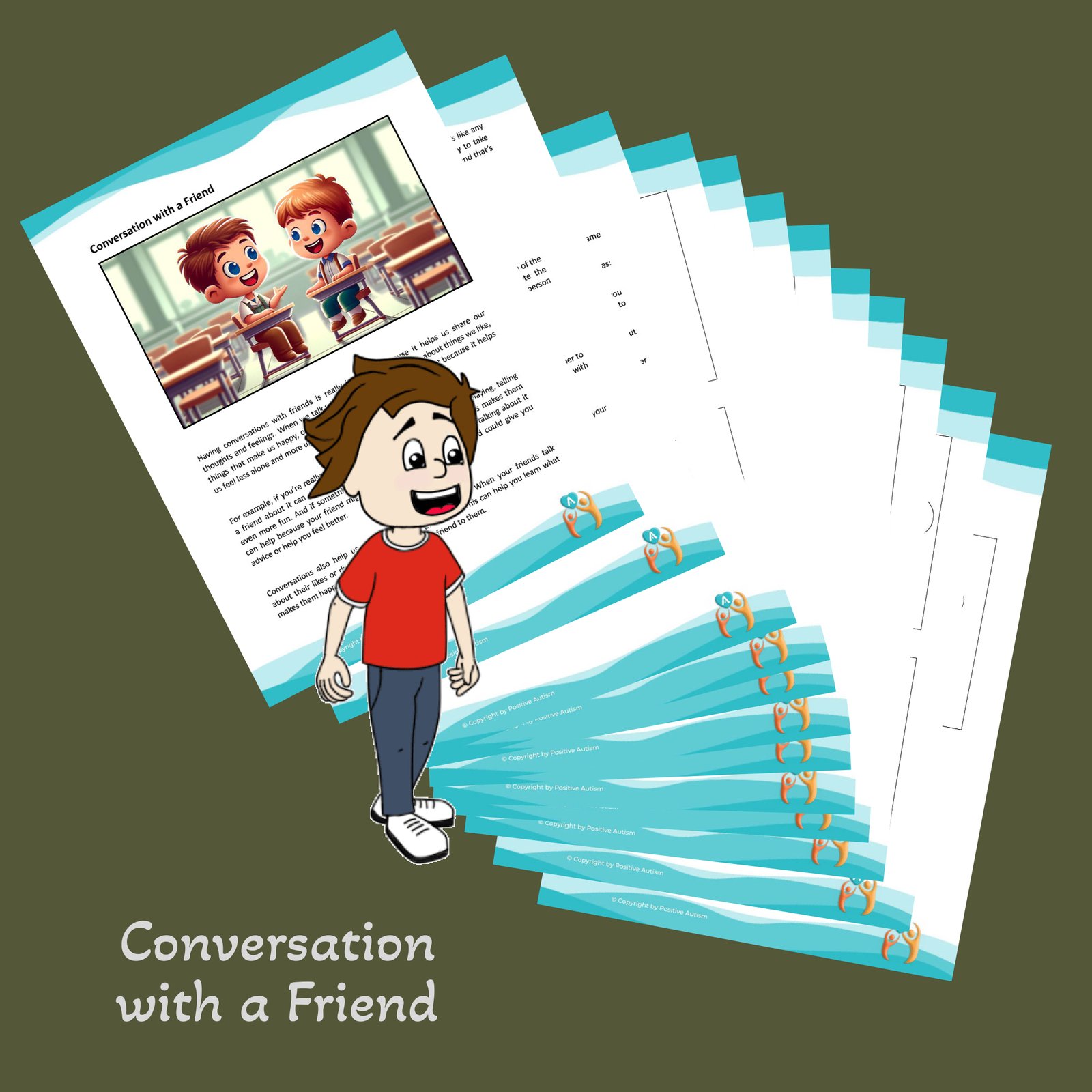 Conversación con un amigo. (Hojas de trabajo para enseñar habilidades de conversación a niños autistas)