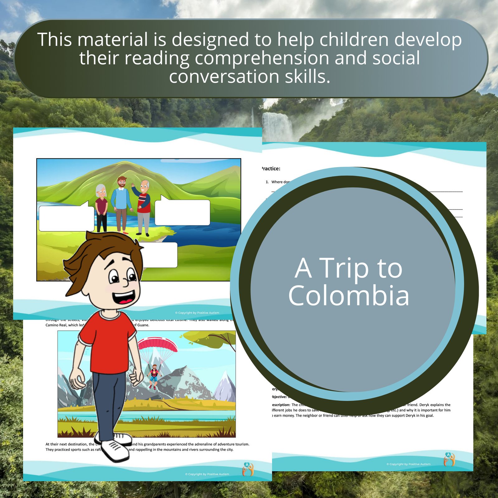 Un viaje a Colombia. (Actividad para practicar la comprensión lectora y las habilidades sociales para niños autistas)