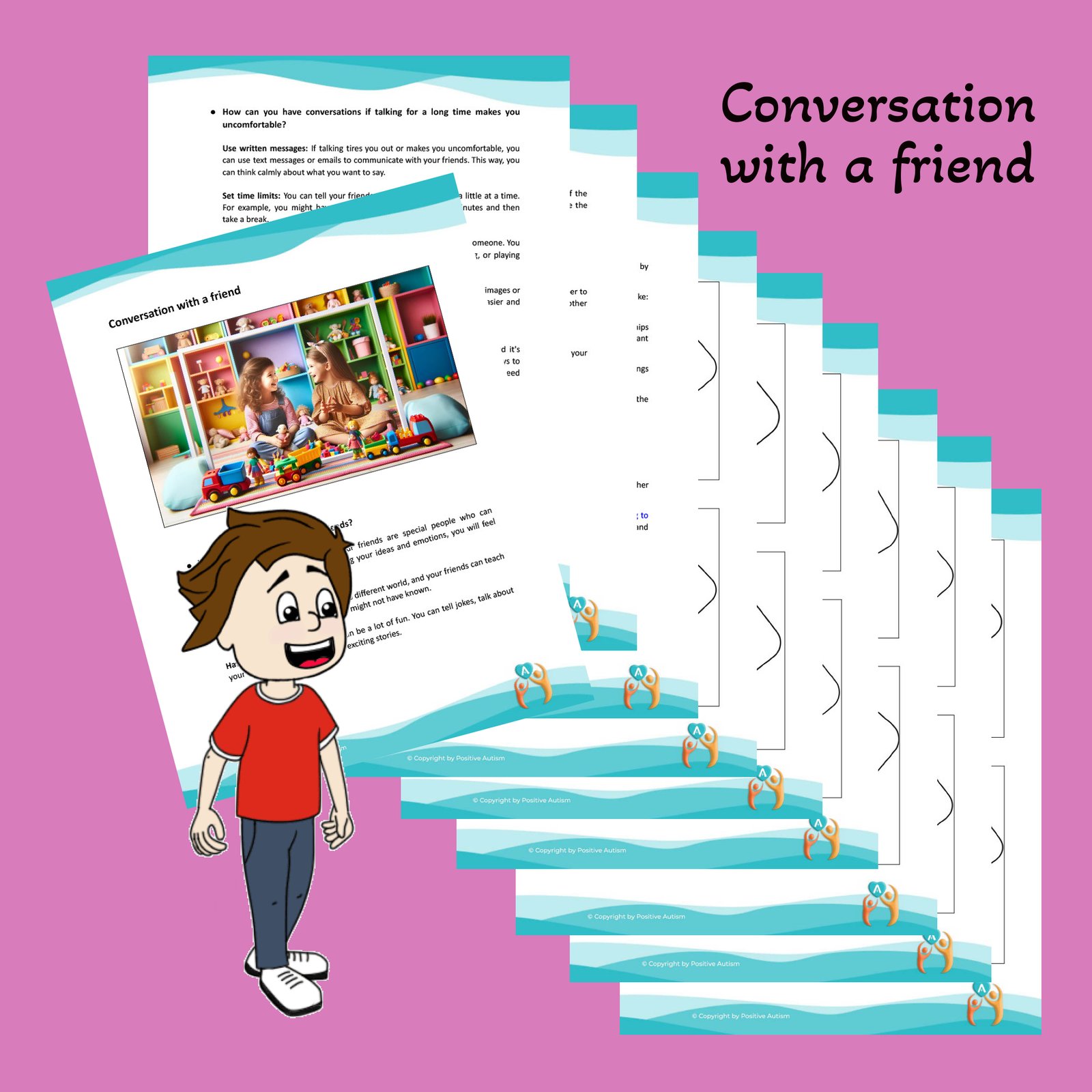 Conversación con un amigo. (Hojas de trabajo para enseñar habilidades de conversación a niños autistas)