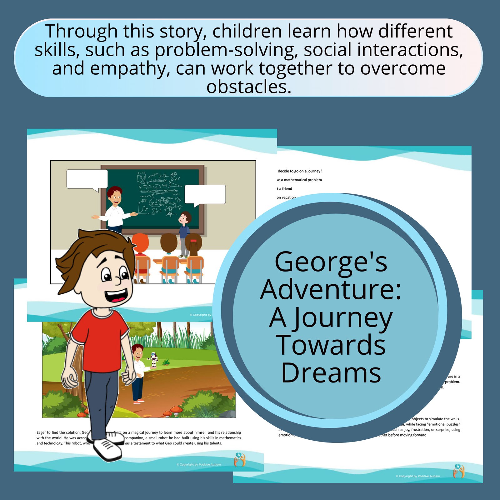 La aventura de George: Un viaje hacia los sueños. (Actividad para practicar la comprensión lectora y las habilidades sociales para niños autistas)