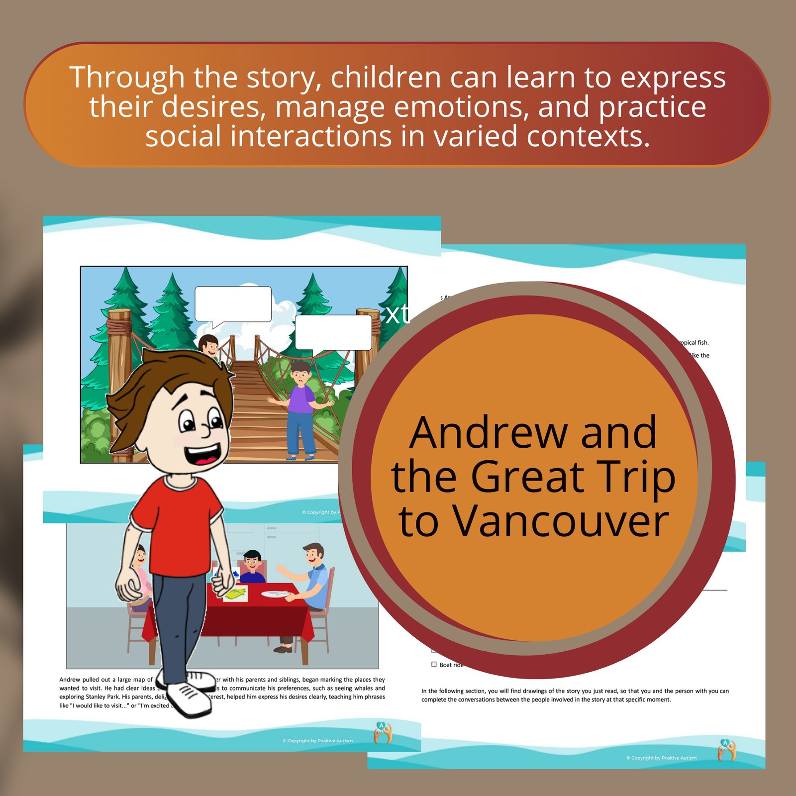 Andrew and the Great Trip to Vancouver. (Activity To Practice Reading Comprehension And Social Skills For Autistic Children)