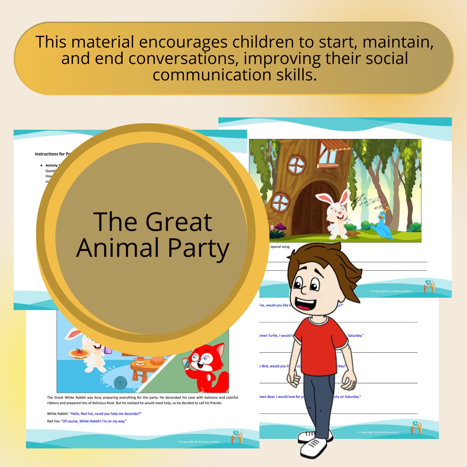 La Gran Fiesta de los Animales. (Actividad para practicar la comprensión lectora, habilidades sociales y emocionales para niños autistas)