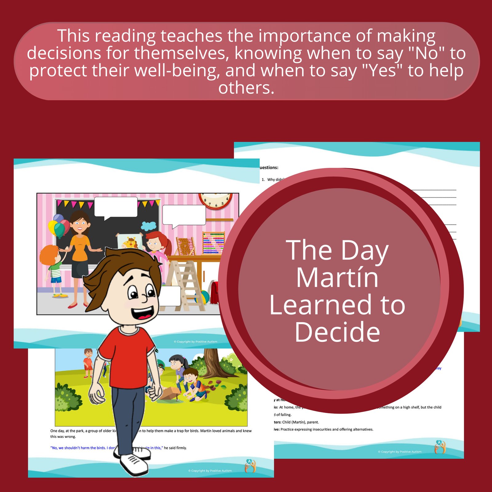 The Day Martín Learned to Decide.  (Activity To Practice Reading Comprehension, Social And Emotional Skills For Autistic Children)