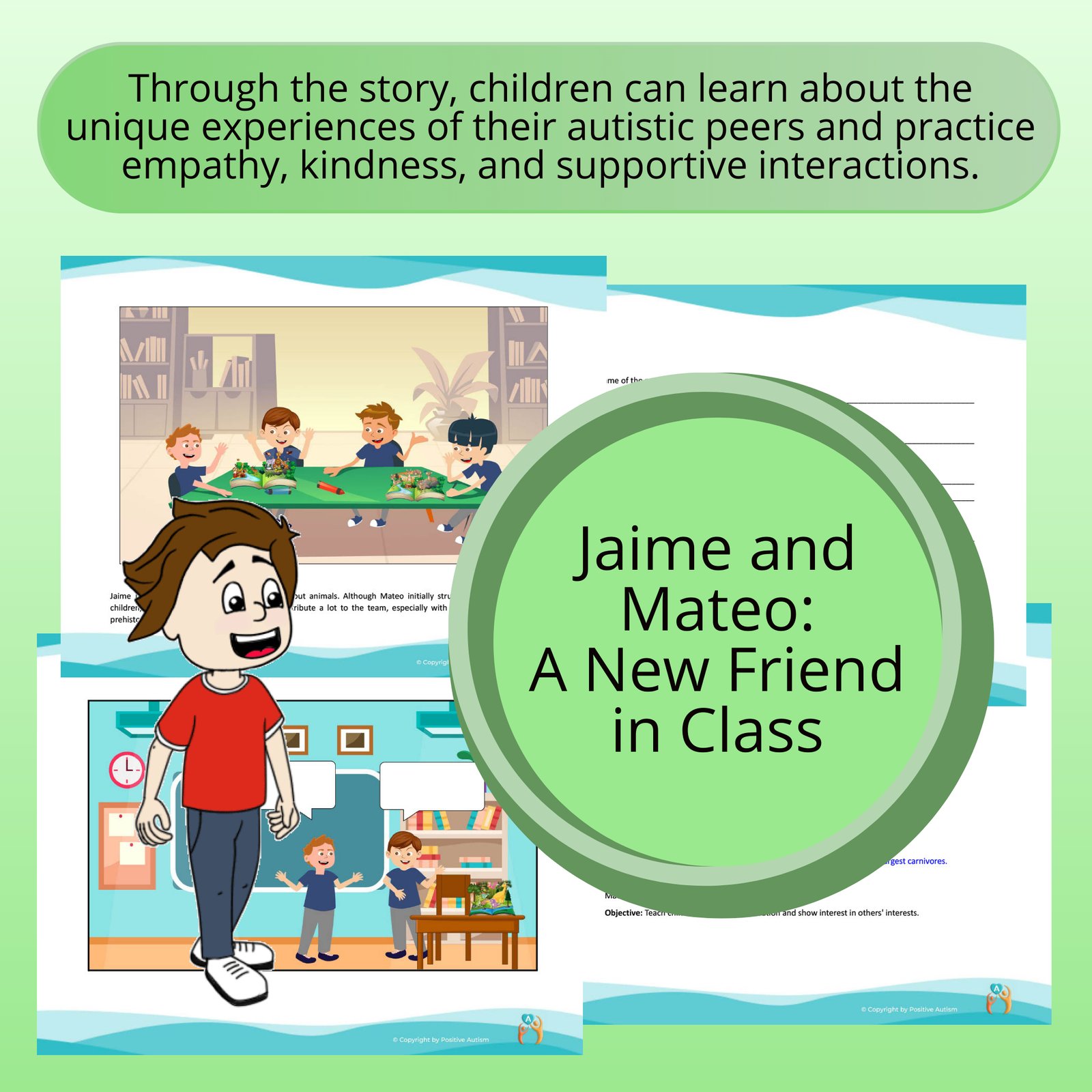 Jaime y Mateo: Un Nuevo Amigo En Clase. (Actividad Para Practicar La Comprensión, Conciencia Y Aceptación De La Lectura En Niños Típicos, Hacia Niños Autistas)