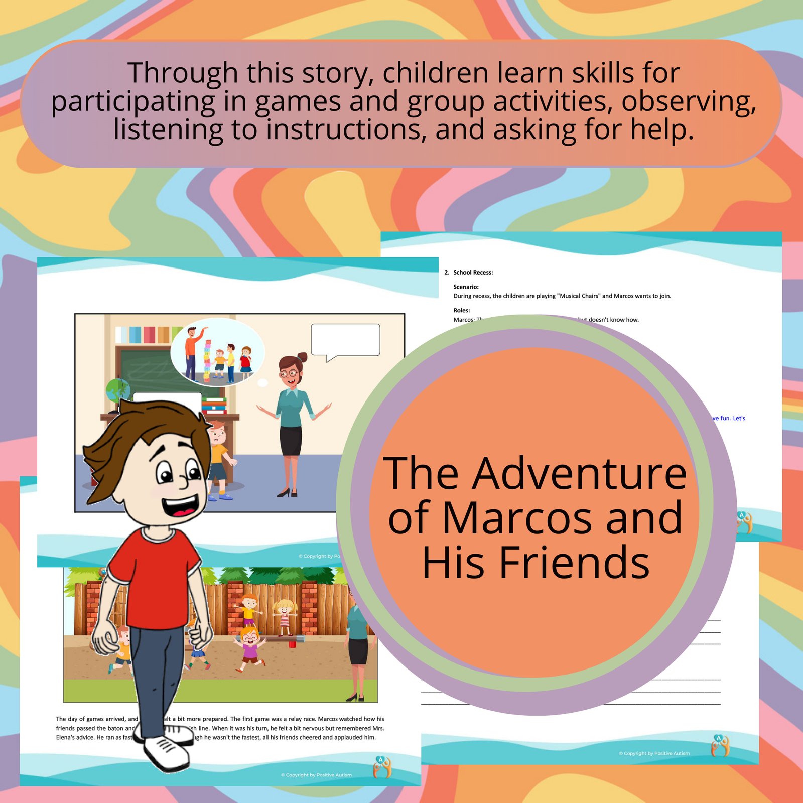 The Adventure of Marcos and His Friends. (Activity To Practice Reading Comprehension, Social And Emotional Skills For Autistic Children)