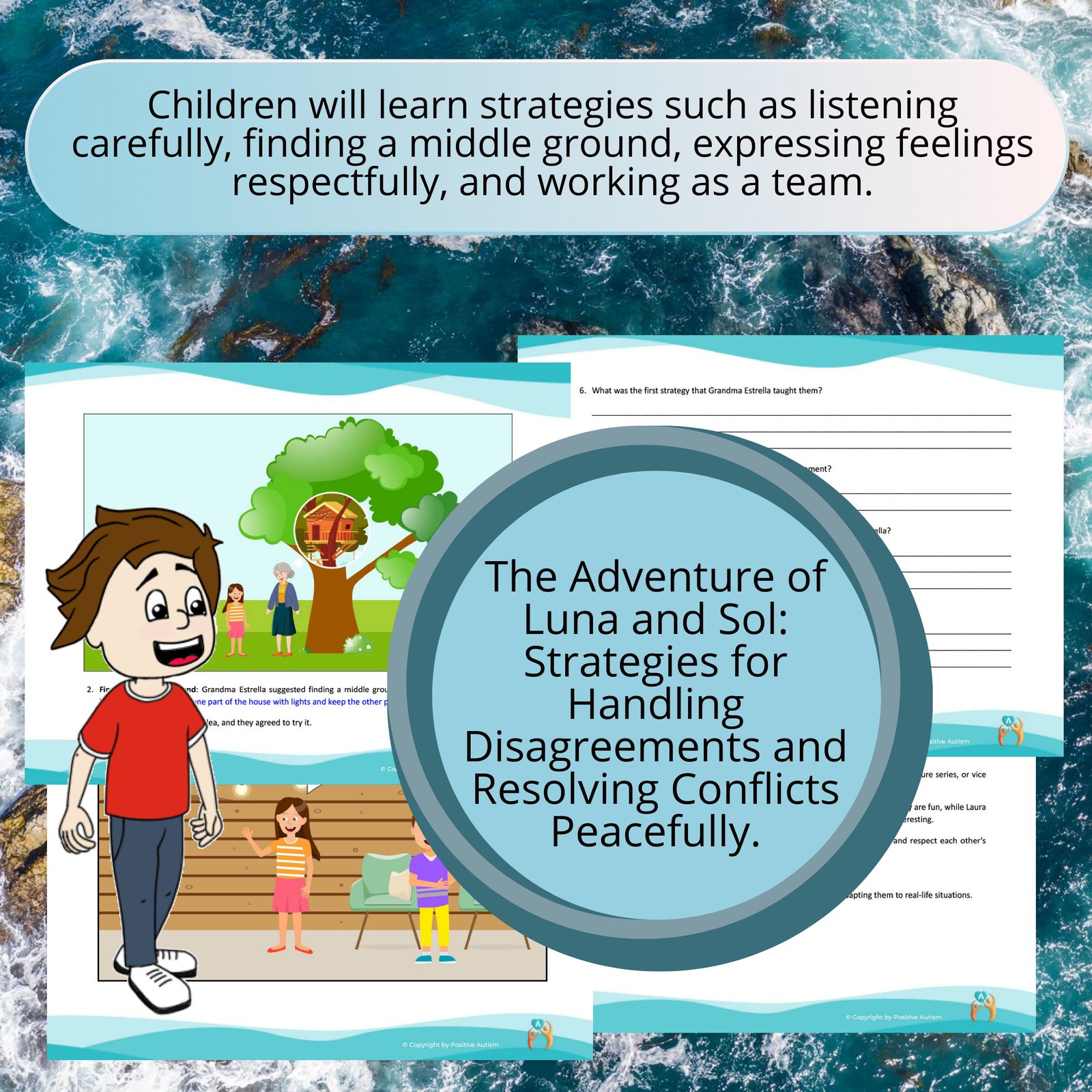 La aventura de Luna y Sol: estrategias para manejar desacuerdos y resolver conflictos de manera pacífica. (Actividad para practicar la comprensión lectora, habilidades sociales y emocionales para niños autistas)