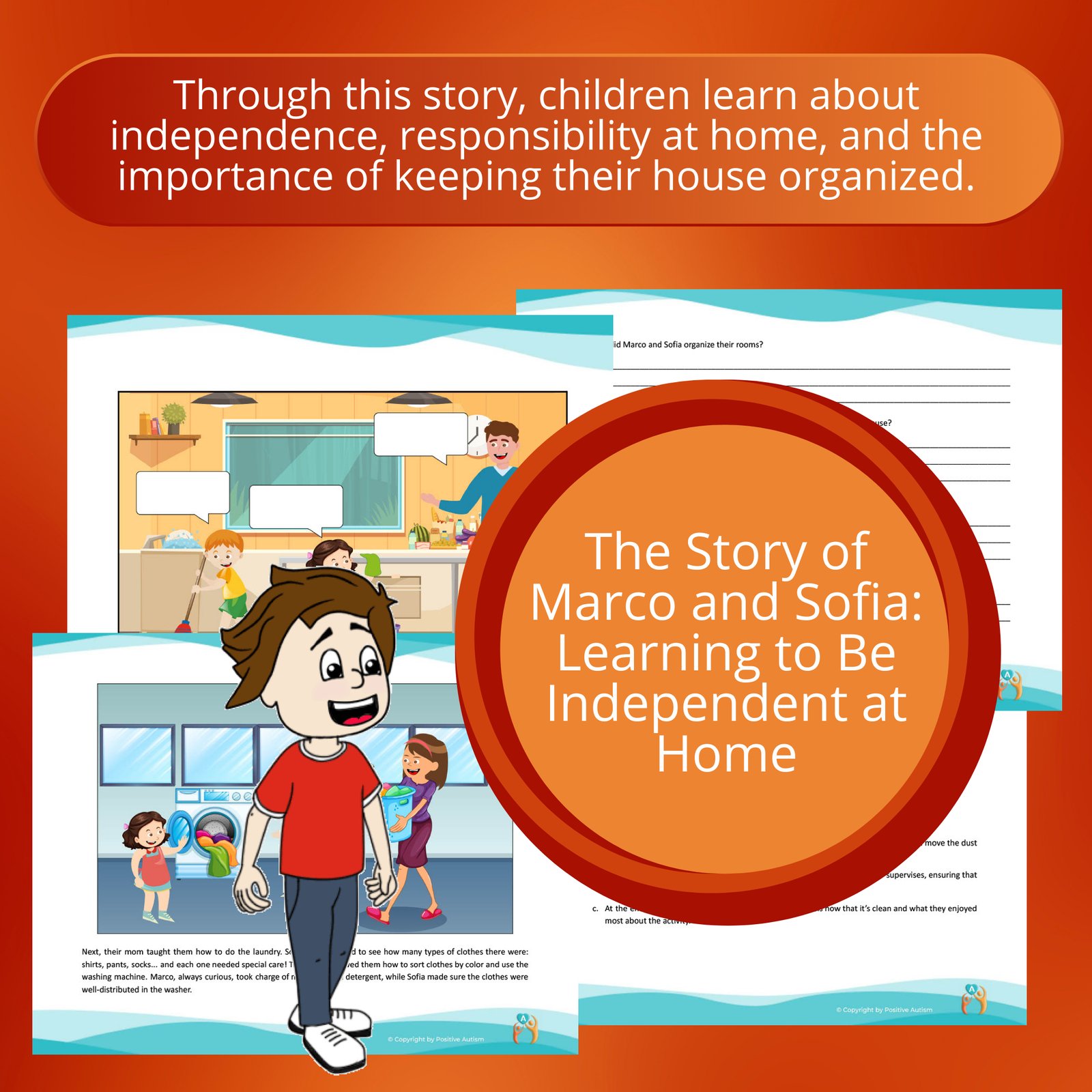 La historia de Marco y Sofía: aprender a ser independientes en casa. (Actividad para practicar la comprensión lectora y las habilidades para la vida en niños autistas)
