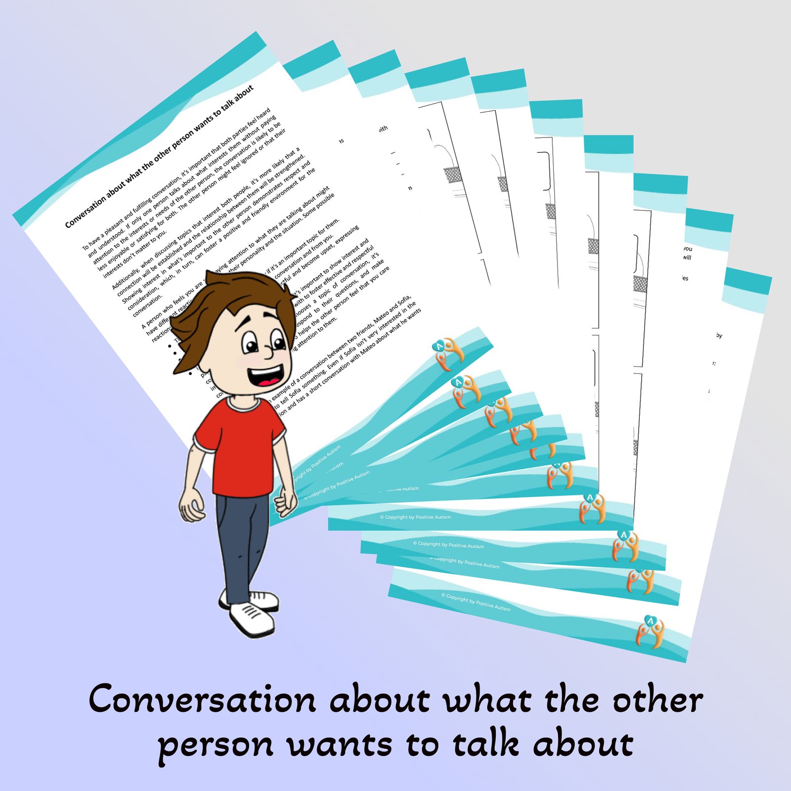 Conversación sobre lo que la otra persona quiere hablar 3. (Hojas de trabajo de actividades para enseñar conversación y habilidades sociales a niños autistas)