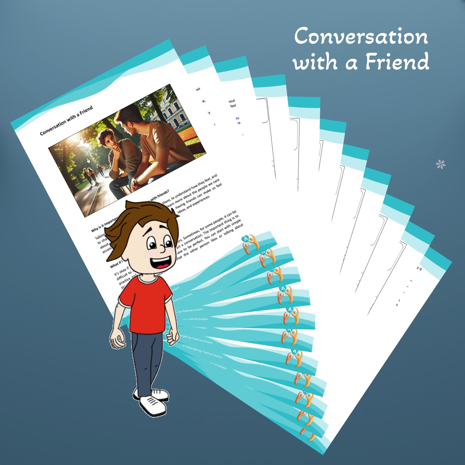 Conversación con un amigo. (Hojas de trabajo para enseñar habilidades de conversación a niños autistas)