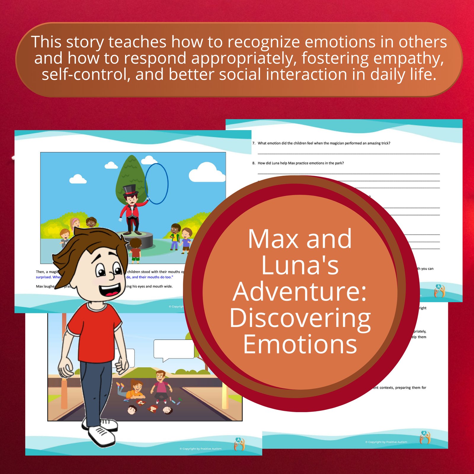 La aventura de Max y Luna: Descubriendo las emociones. (Actividad para practicar la comprensión lectora y las habilidades sociales para niños autistas)