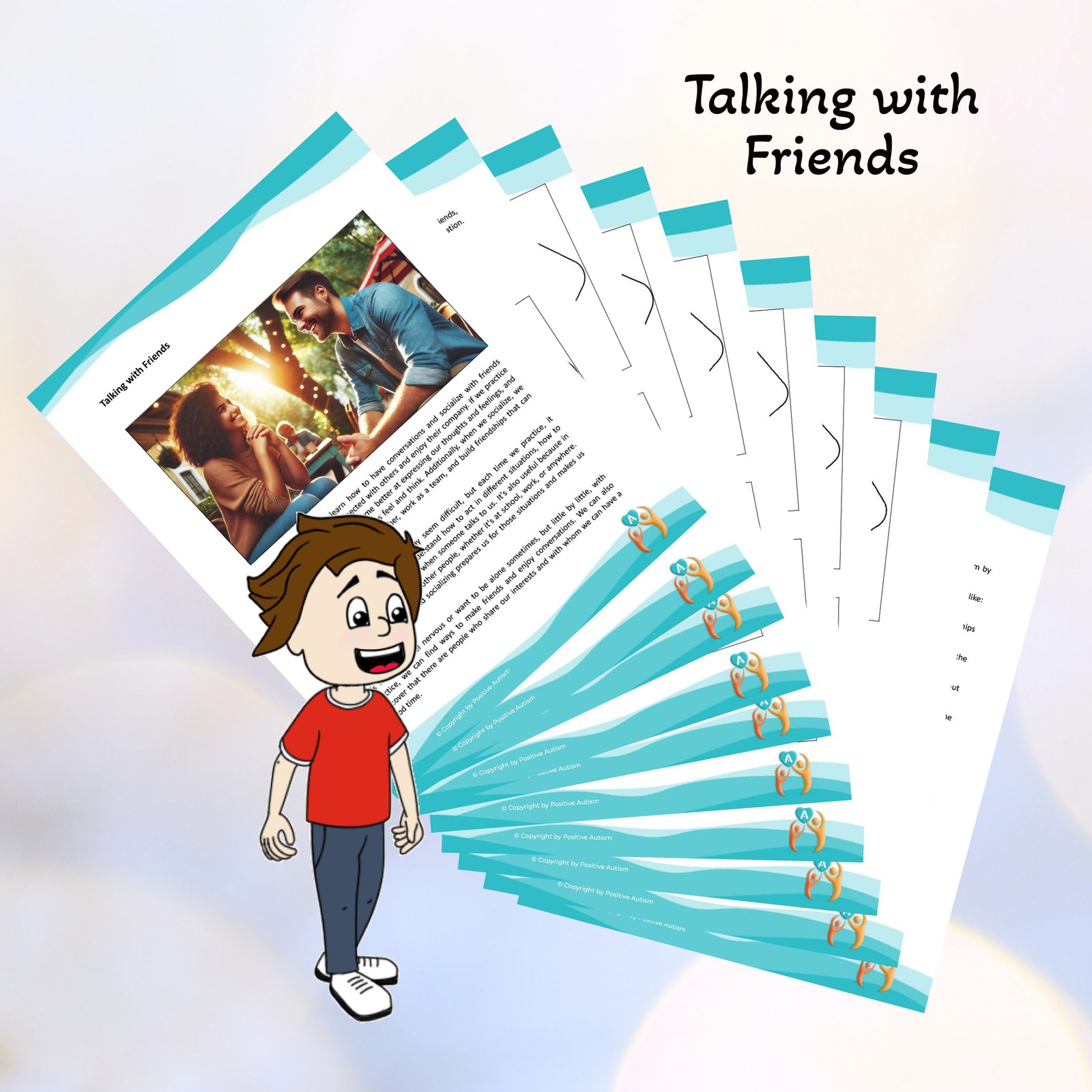 Hablar con amigos. (Hojas de trabajo para enseñar habilidades de conversación a niños autistas)