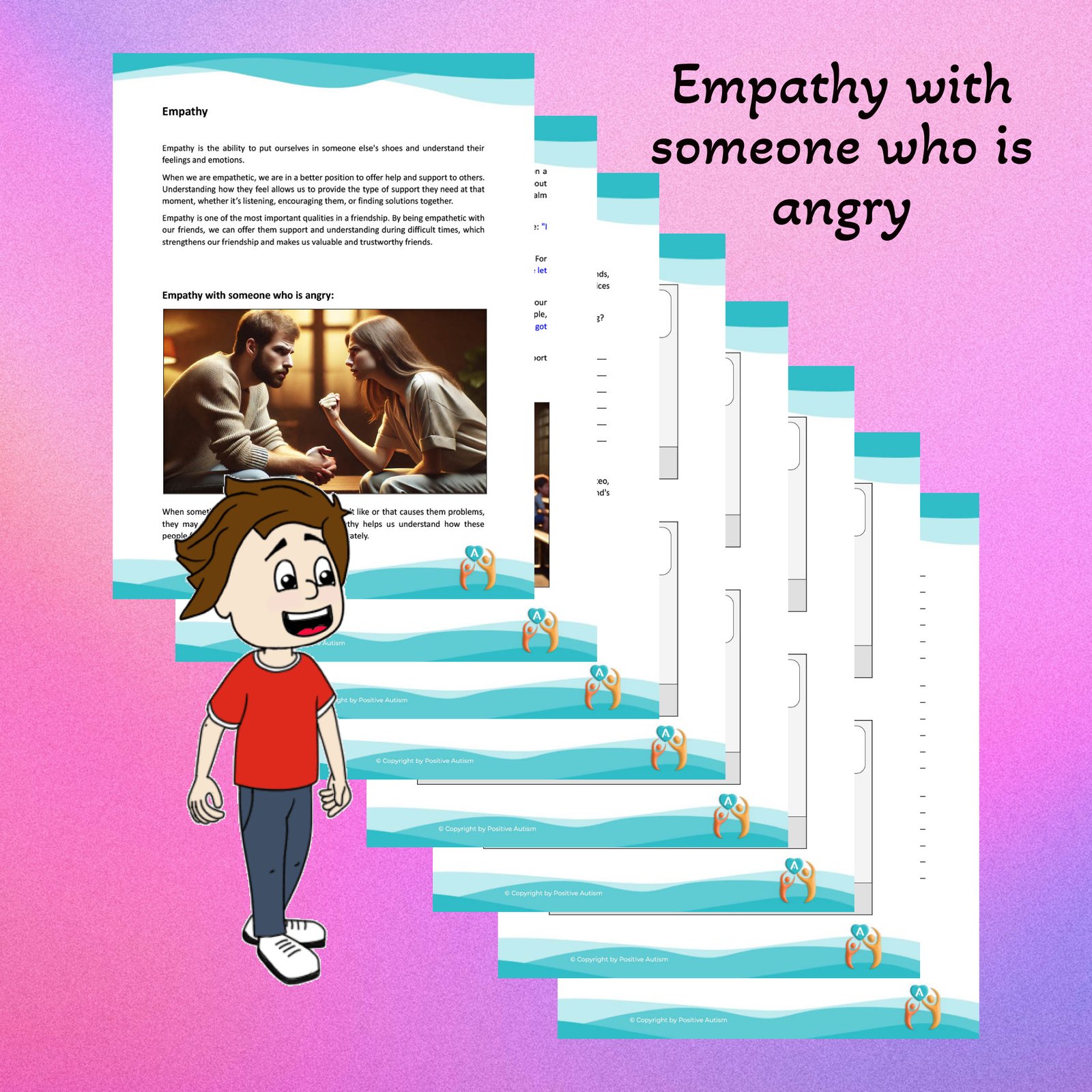 Empathy with someone who is angry. (Activity Worksheets For Teaching Social And Emotional Skills To Autistic Children)