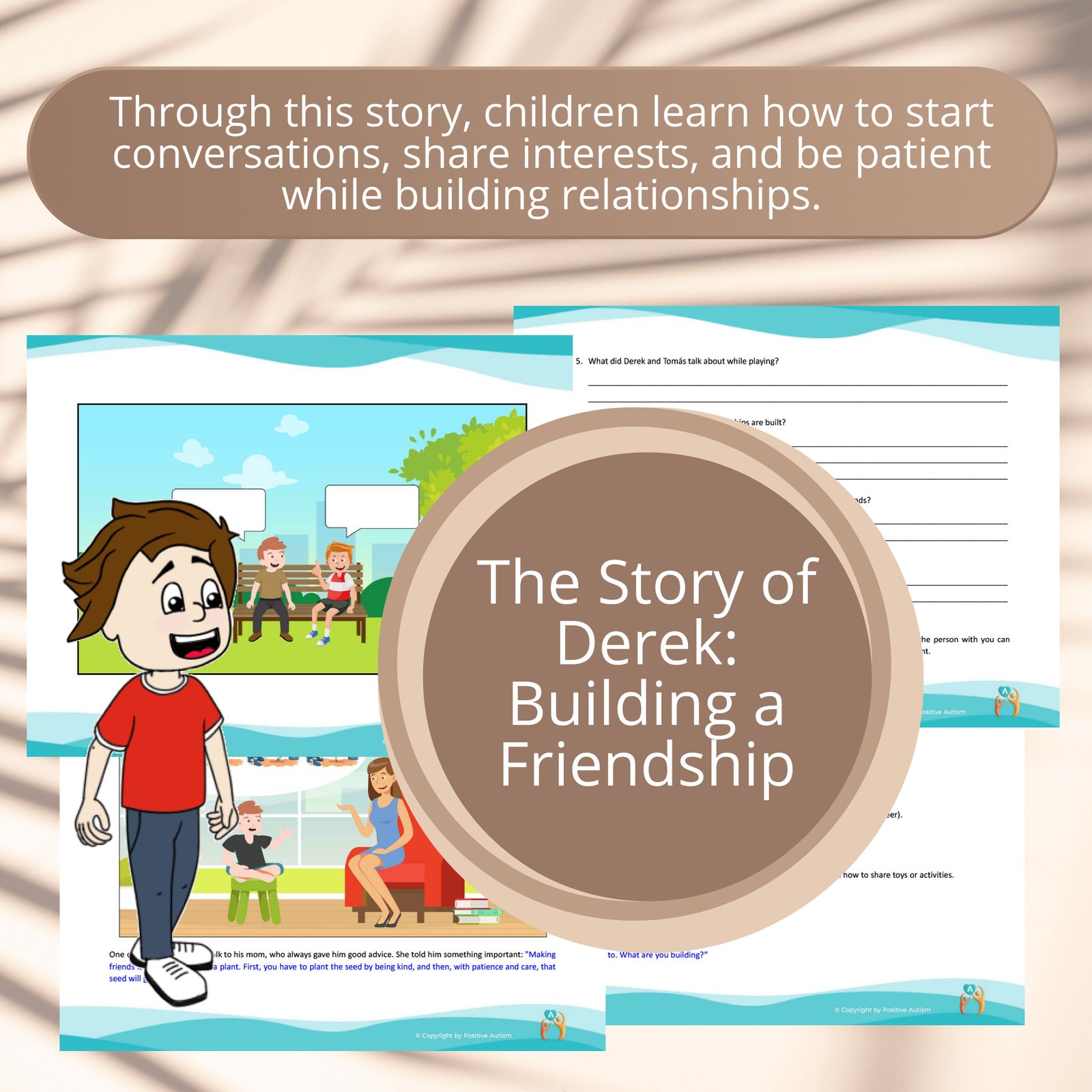 The Story of Derek:  Building a Friendship. (Activity To Practice Reading Comprehension And Social Skills For Autistic Children)