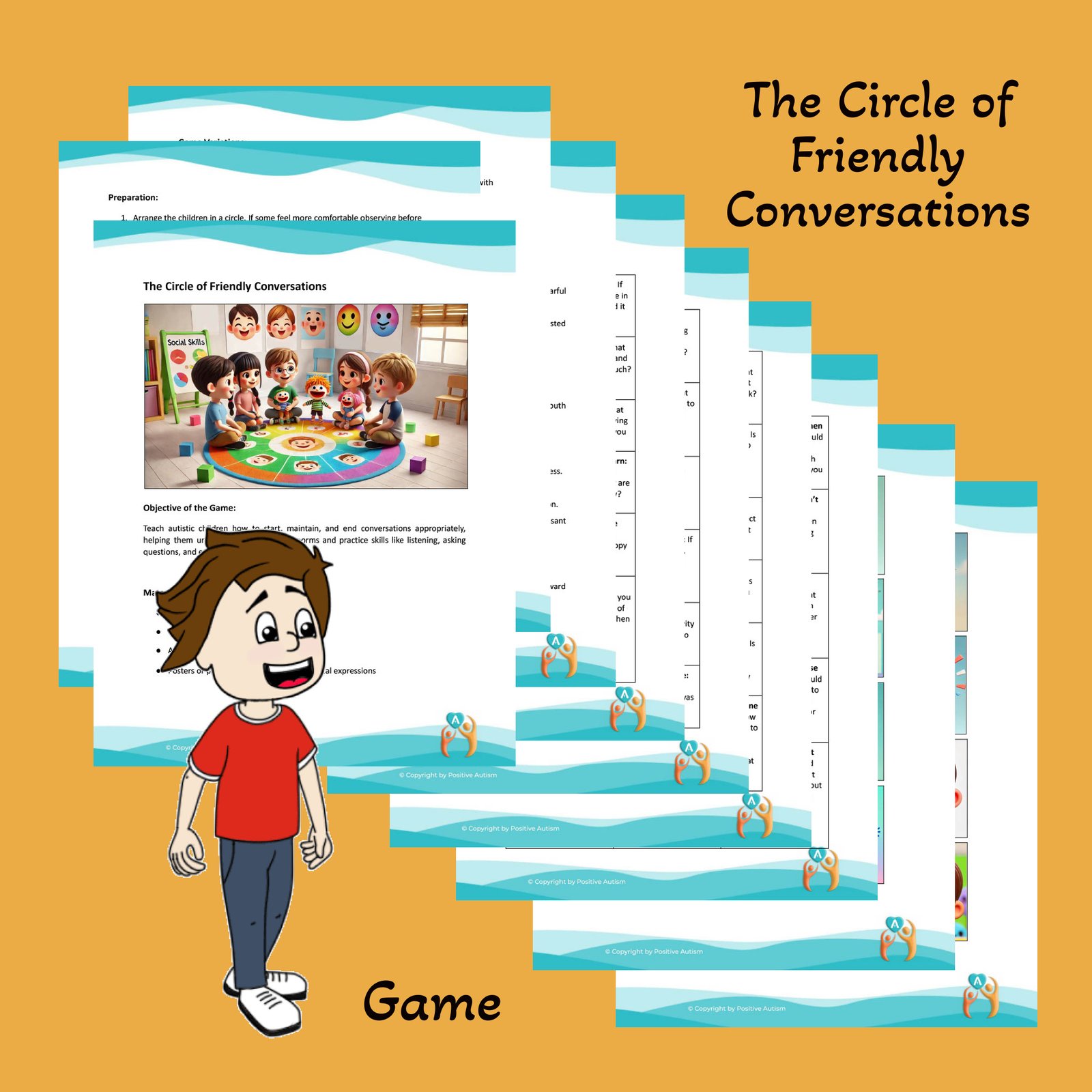 El Círculo de Conversaciones Amistosas-Juego. (Juego Para Enseñar Habilidades De Conversación A Niños Autistas)