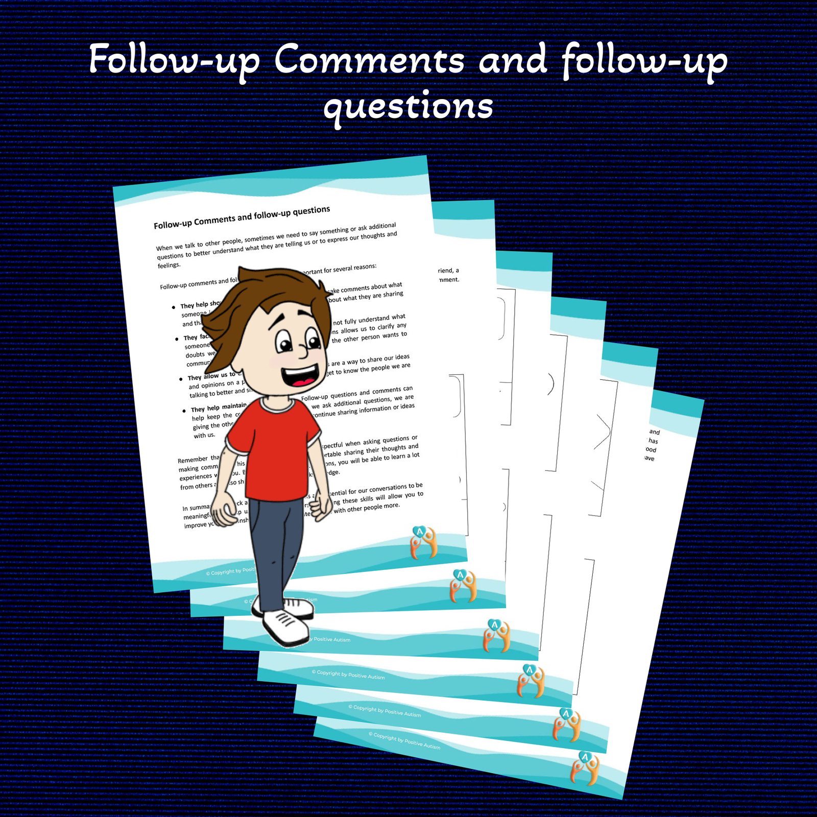 Comentarios de seguimiento y preguntas de seguimiento. (Hojas de trabajo para enseñar habilidades de conversación a niños autistas)