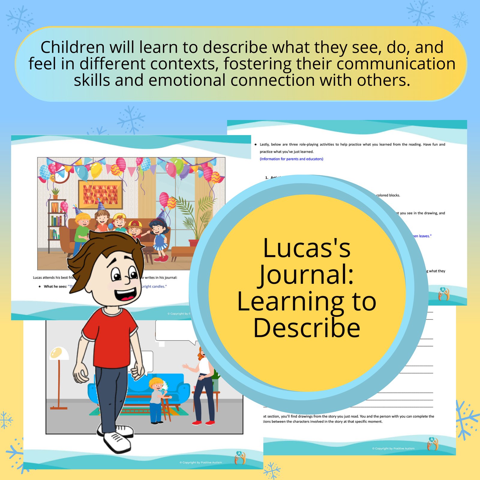 Diario de Lucas: Aprendiendo a describir. (Actividad para practicar la comprensión lectora y las habilidades de comunicación para niños autistas)