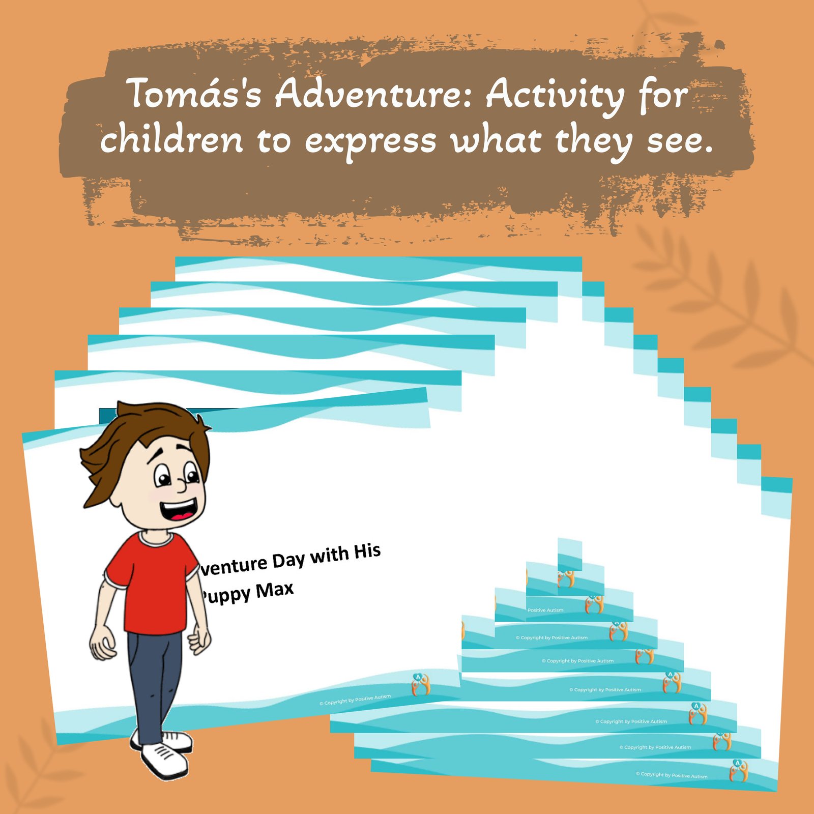 Día de Aventura de Tomás con su Puppy Max. (Actividad para practicar habilidades de comunicación y lenguaje para niños autistas)