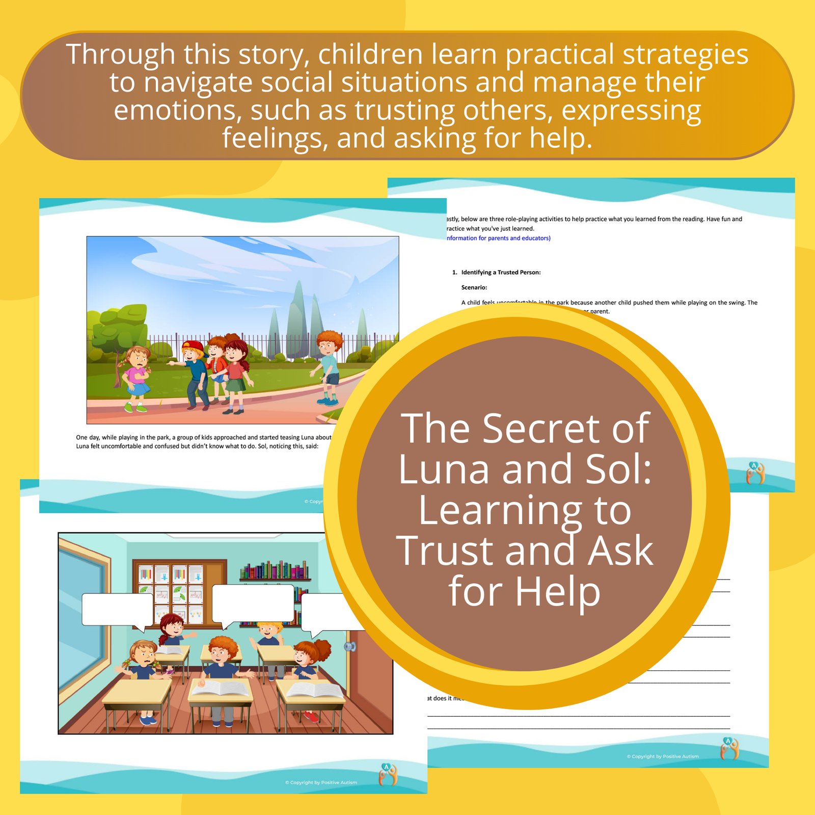 The Secret of Luna and Sol: Learning to Trust and Ask for Help. (Activity To Practice Reading Comprehension, Social And Emotional Skills For Autistic Children)