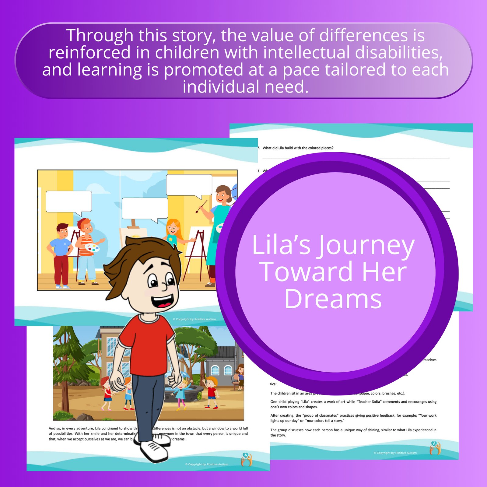 El viaje de Lila hacia sus sueños. (Actividad para practicar la comprensión lectora, el descubrimiento y la autoconciencia en niños con discapacidad intelectual).