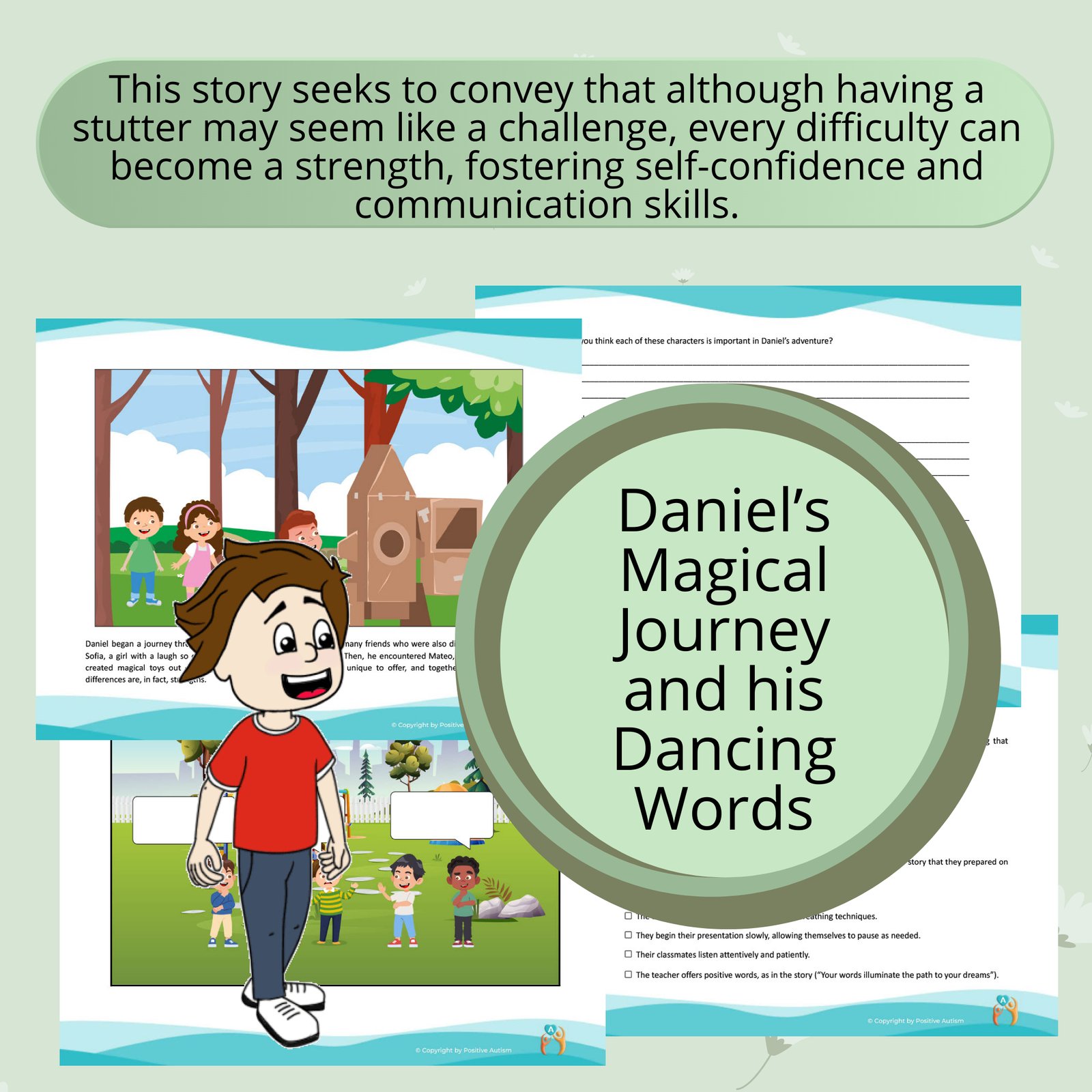 El viaje mágico de Daniel y sus palabras danzantes. (Actividad para practicar la comprensión lectora, el descubrimiento y la autoconciencia en niños con tartamudez).