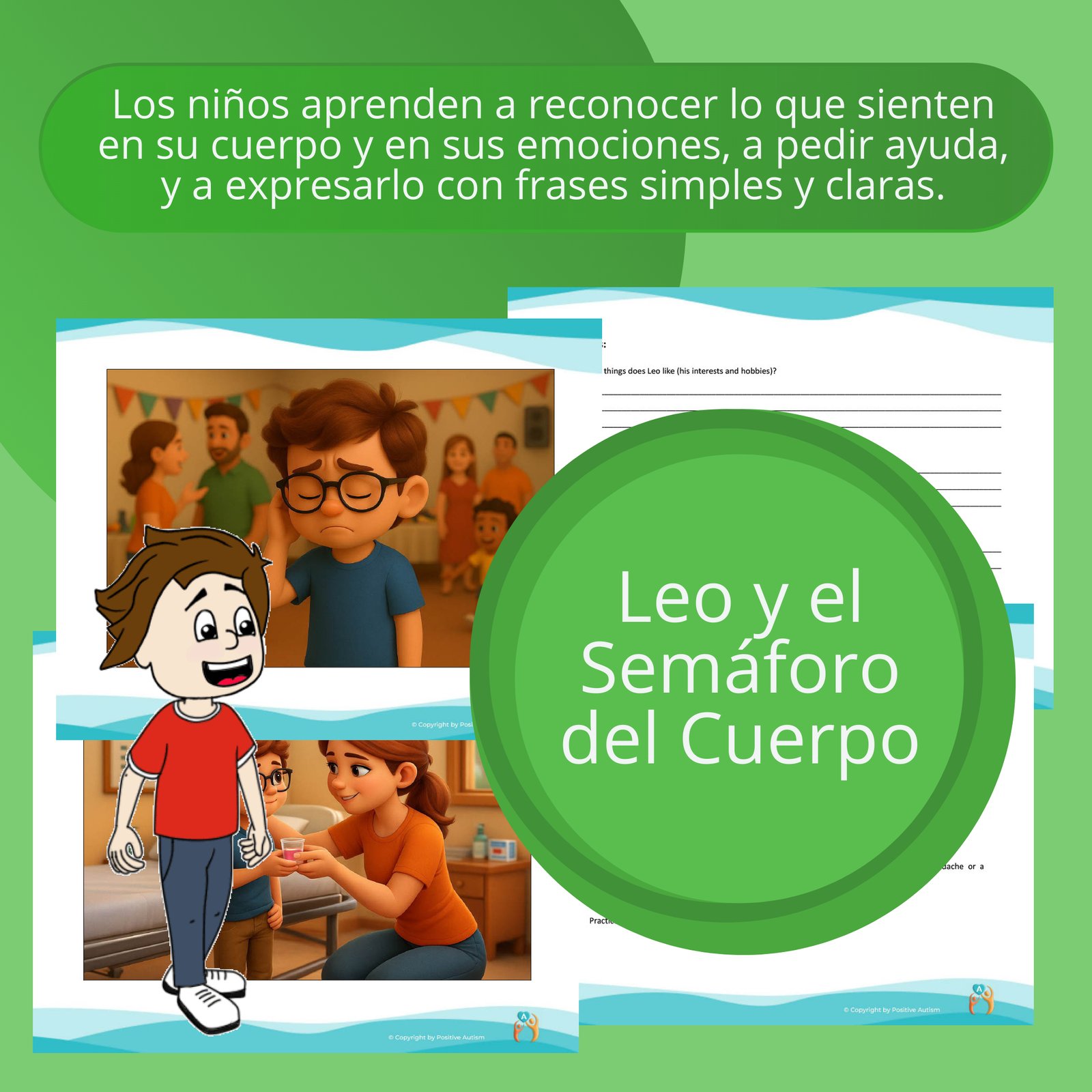 Leo y el Semáforo del Cuerpo. (Actividad para practicar la comprensión lectora, el descubrimiento y el autoconocimiento en niños autistas.)