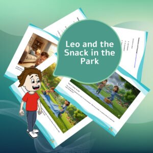 Leo and the Snack in the Park. (Activity to practice reading and language comprehension in autistic children.)